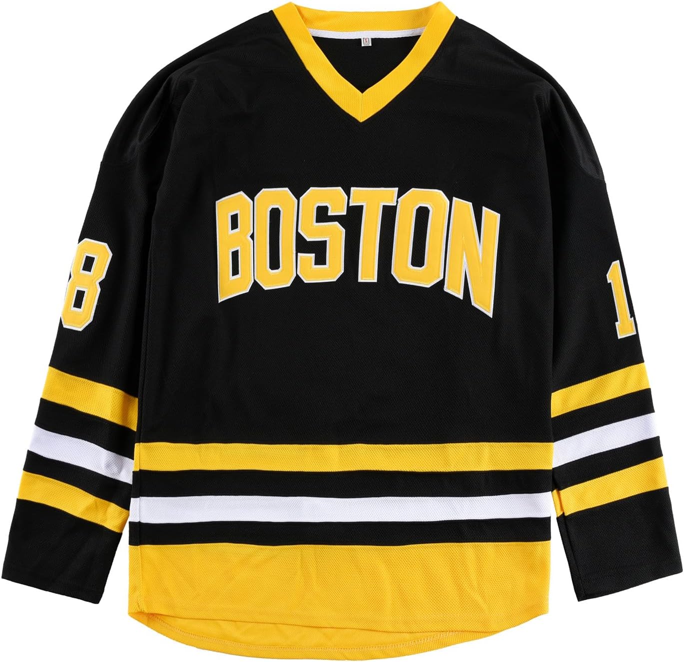 Detalle de KOKJUX Youth Happy Gilmore #18 Stitched Hockey Jersey, Black Mesh