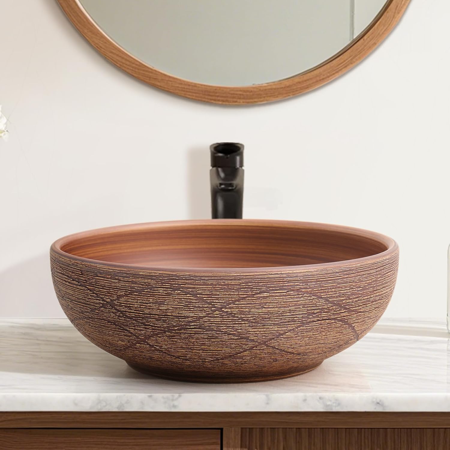 Thumbnail 1 de homary Vasque ronde en céramique 38,1 cm pour salle de bain