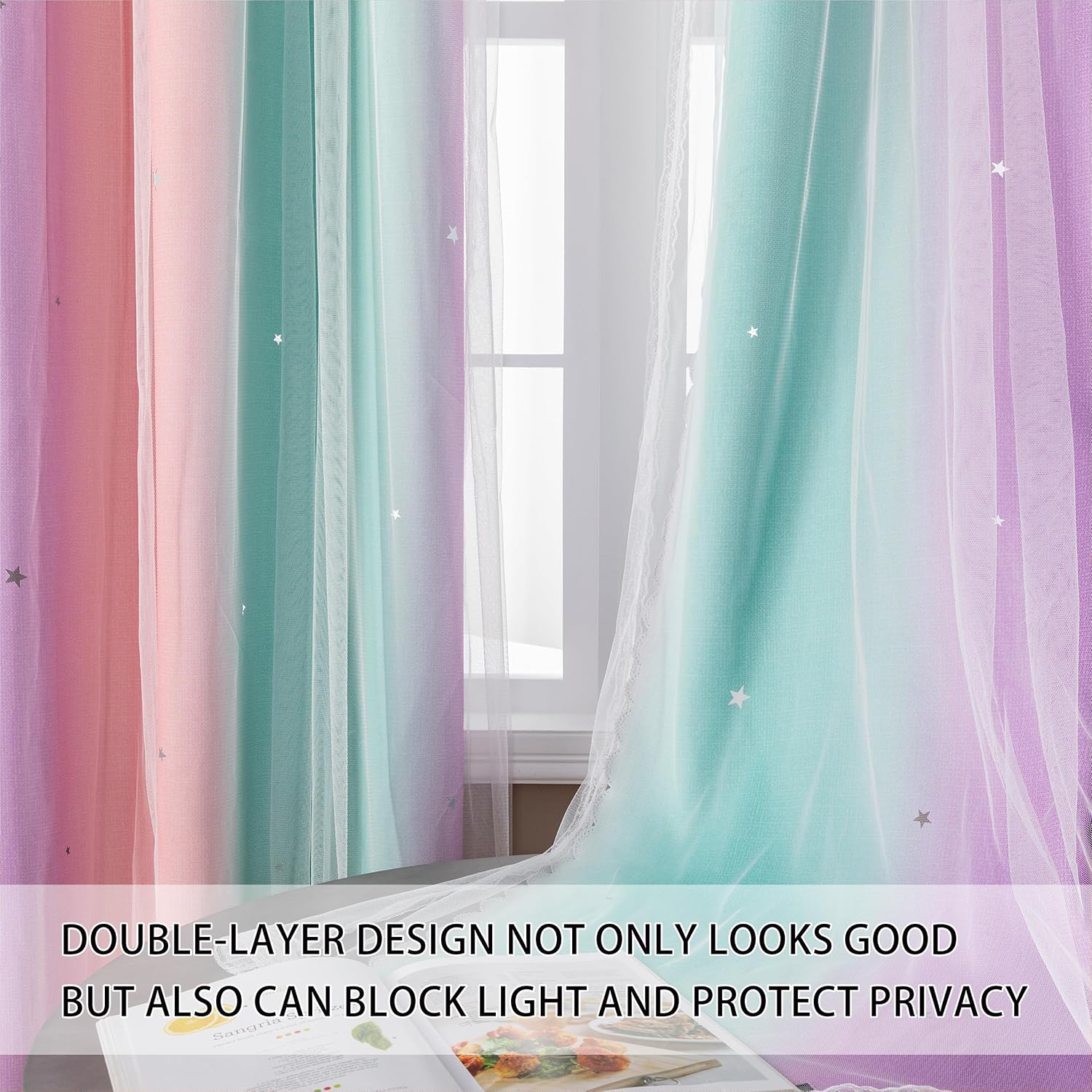 Thumbnail 3 de XiDi Rainbow Curtains 52 x 63 Inch blackout