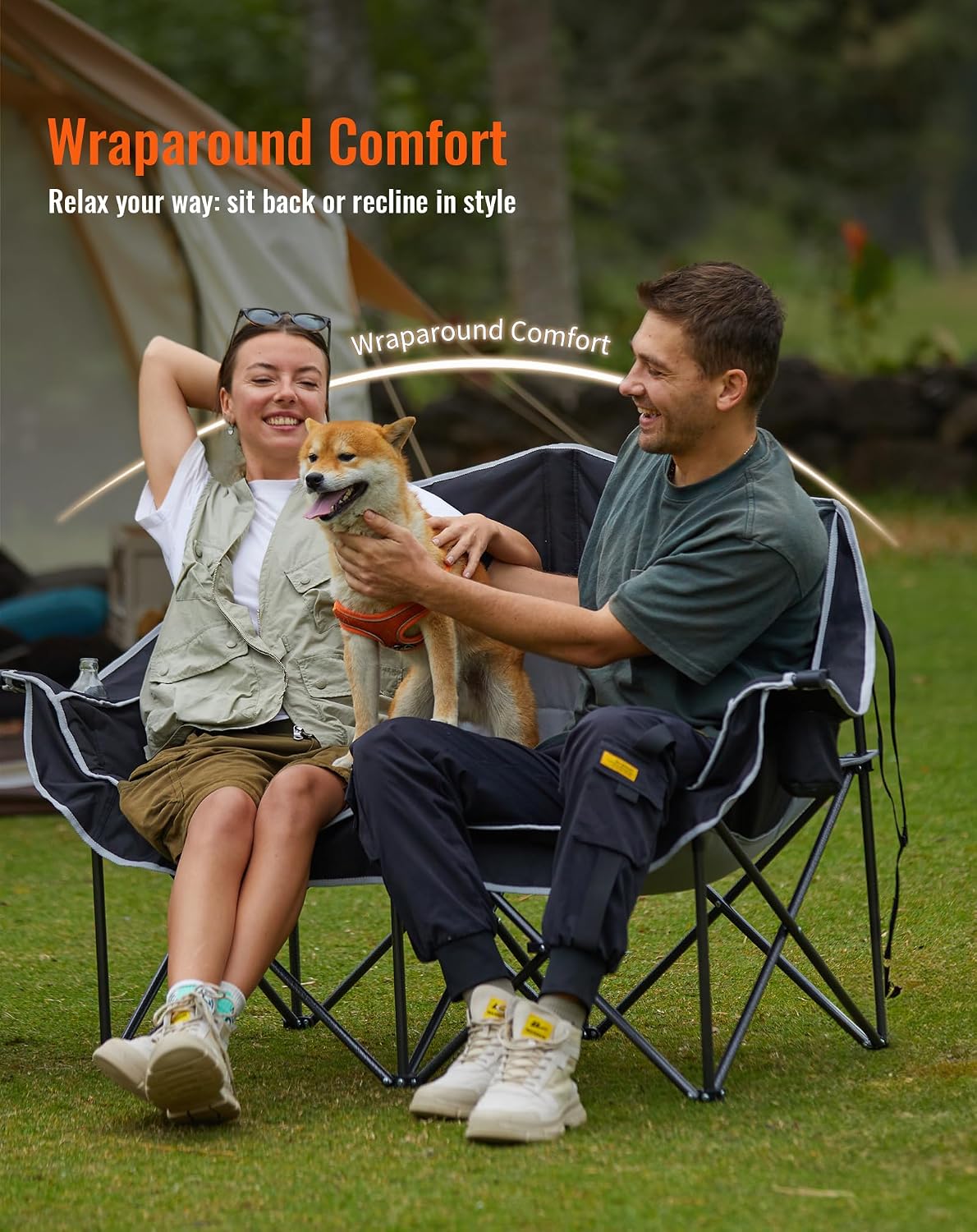 Thumbnail 6 de KingCamp Double Camping Chair for Adults: Spacious 2-Person Seat with Wine Glass Holders and Cup Pockets