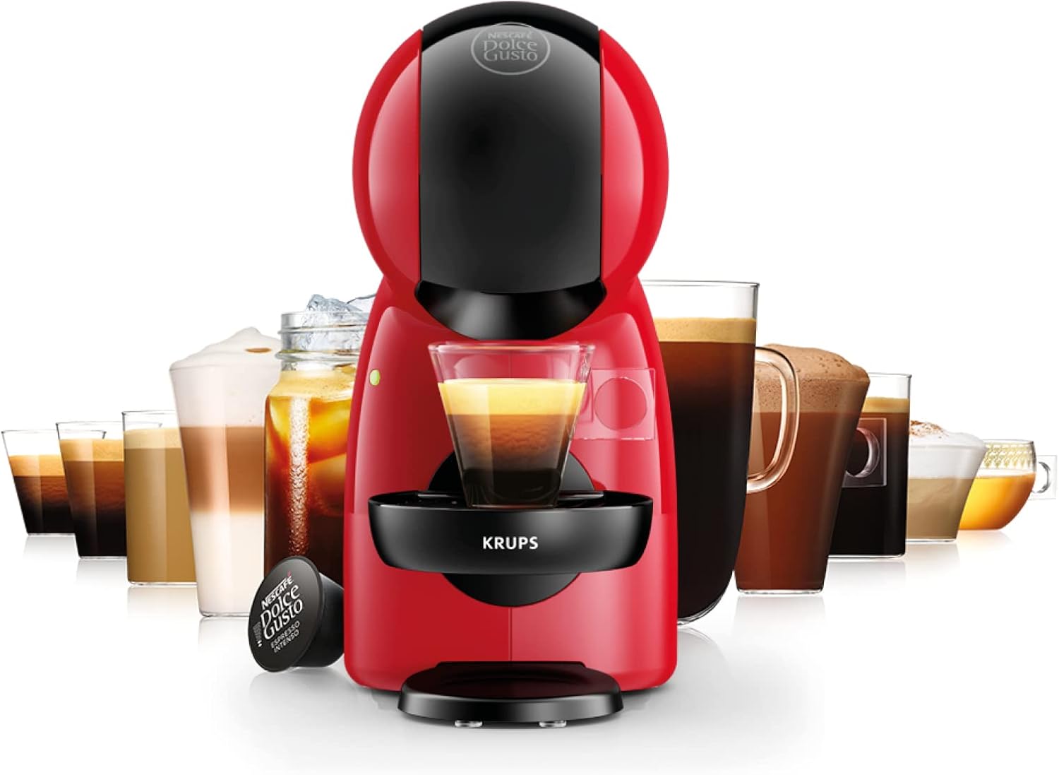 Thumbnail 1 de Nescafé Dolce Gusto Krups Piccolo XS Rouge KP1A3510 : machine à capsules compacte (15 bars) pour boissons froides ou chaudes