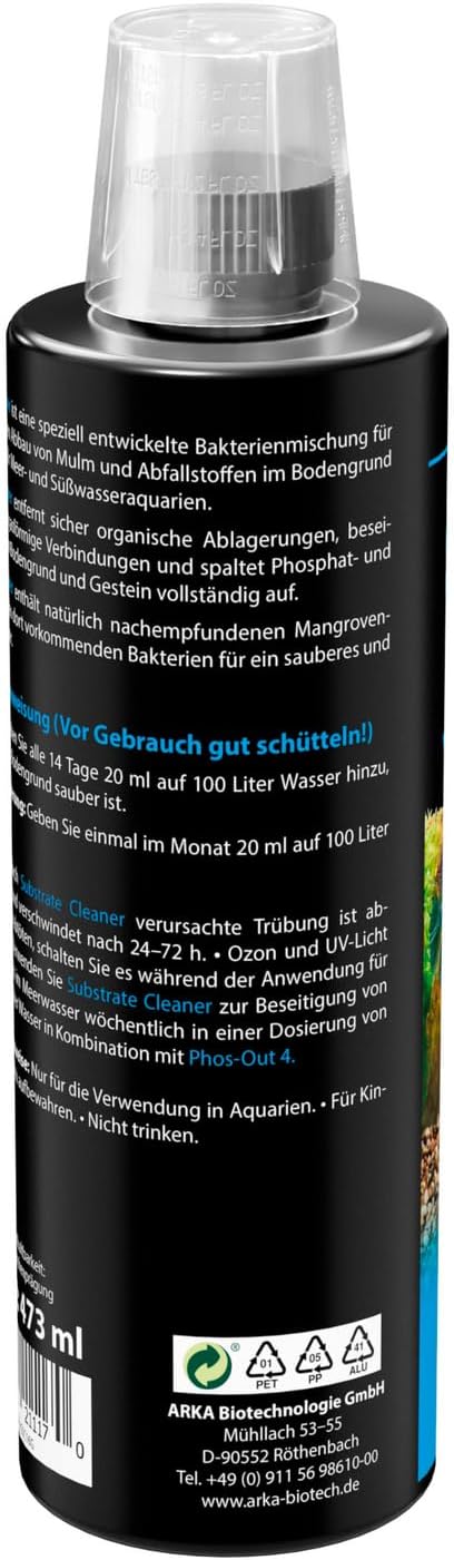 Detalle de Mulmsauger Aquarium 473 ml – ARKA Substrate Cleaner: Flüssiger biologischer Bodengrundreiniger gegen Mulm, Schlamm und Futterreste