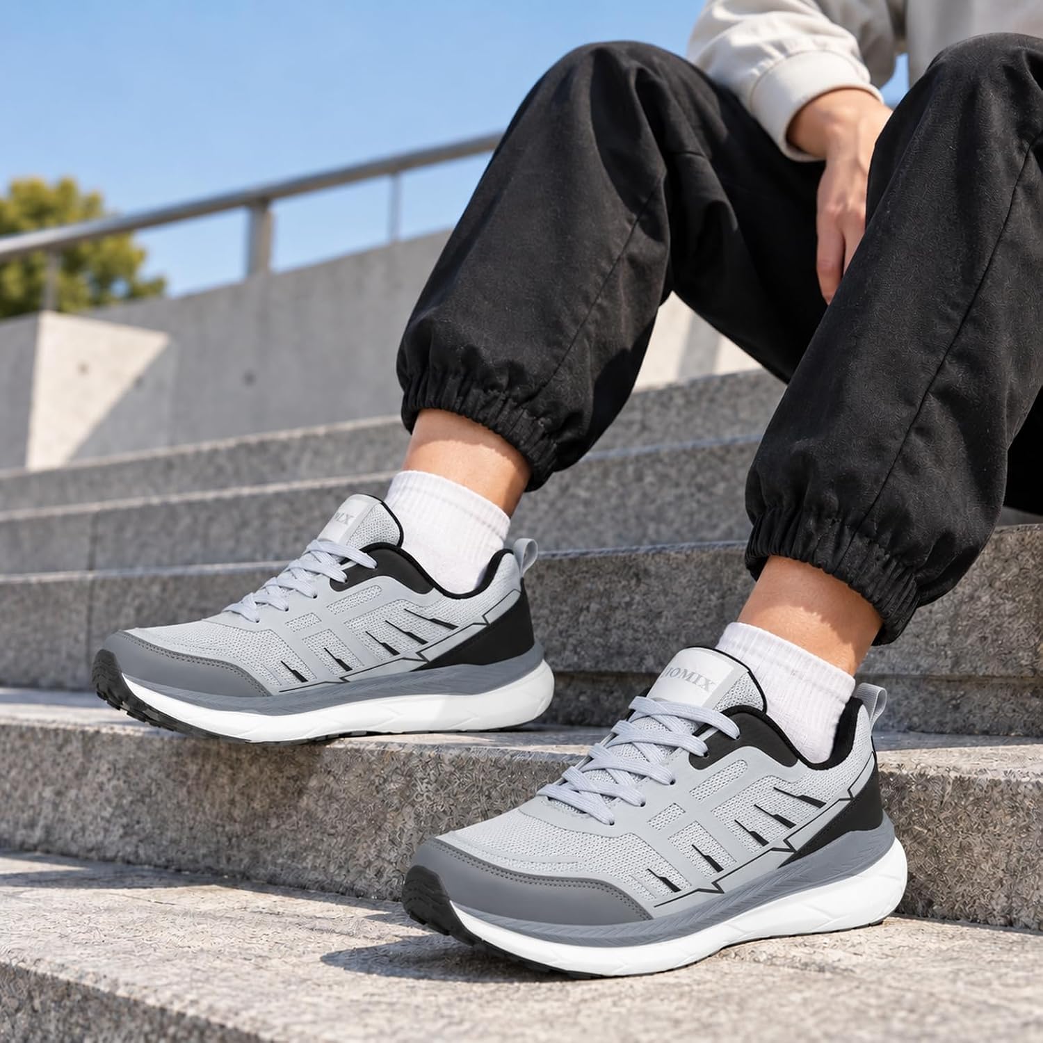 Detalle de JOMIX MOS260002 herensportschoenen met ademend mesh en vetersluiting