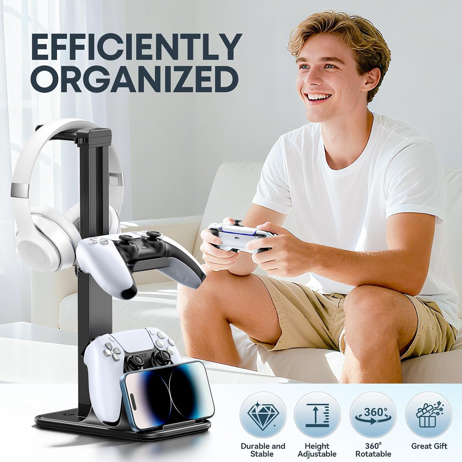 Thumbnail 5 de Porte-Manette Double Support Casque Gamer 3-en-1 : rangement et acessoires all-in-one pour votre setup