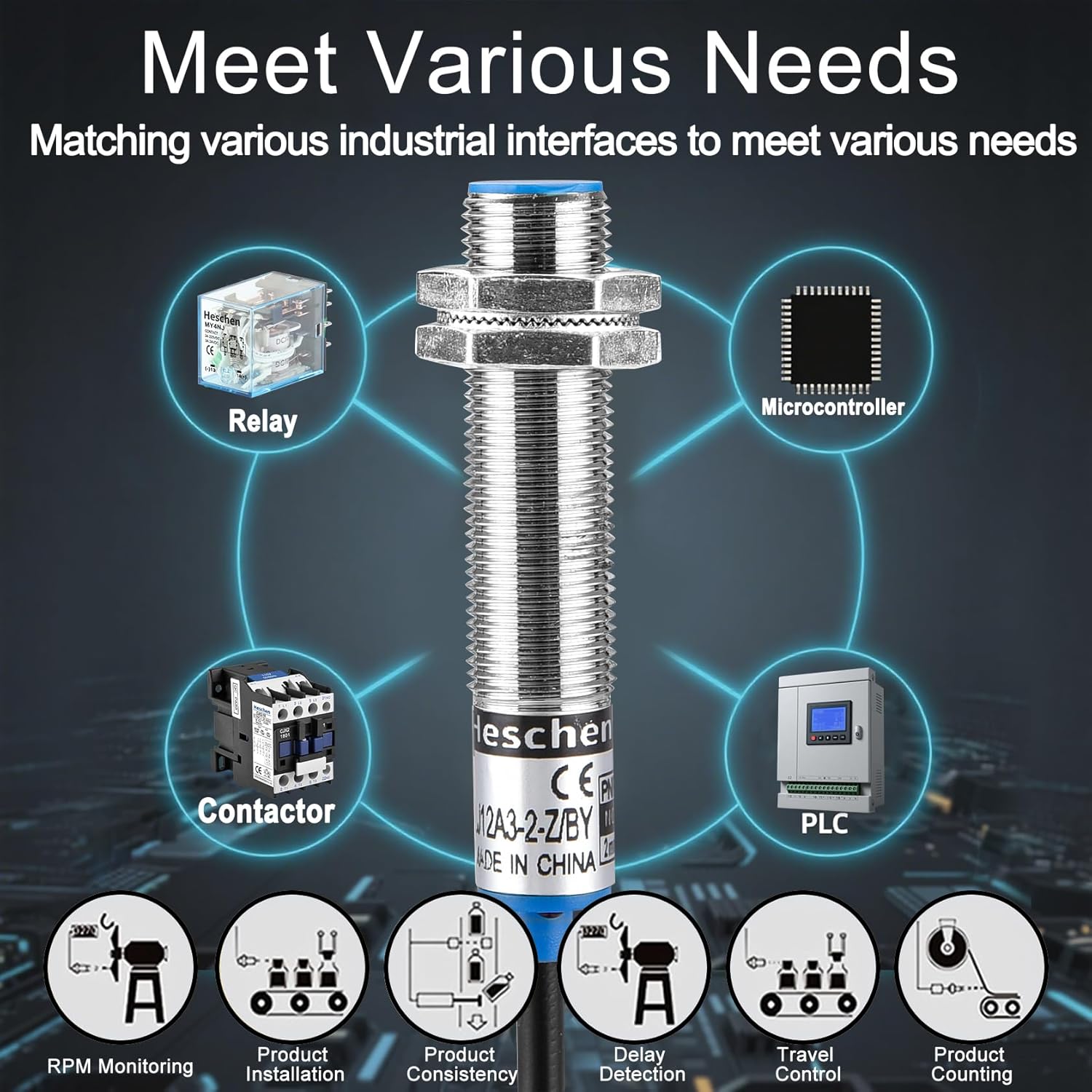 Thumbnail 5 de Heschen M12 Induktiver Näherungssensor 2 mm 🧲