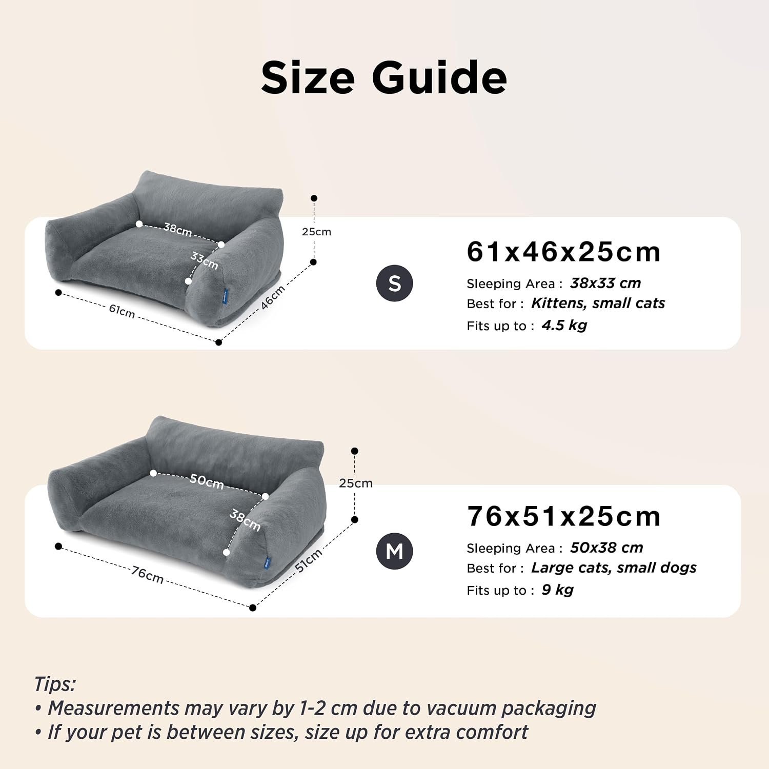 Detalle de Bedsure Dog Sofa Bed Large – Dark Grey, 76x51x25cm, removable cover, anti-slip base