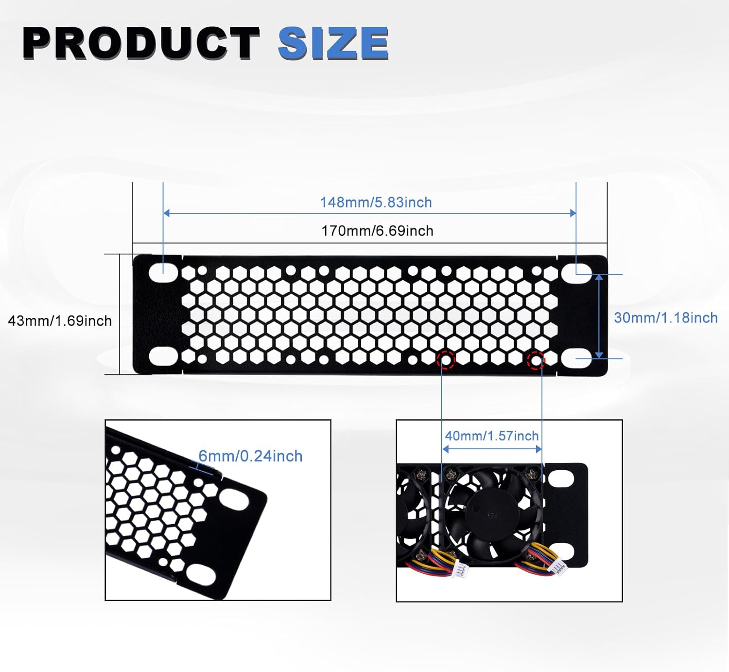 Thumbnail 1 de GeeekPi 7 inch 1U Vented Blank Panel for DeskPi RackMate TT Network Cabinet, Black