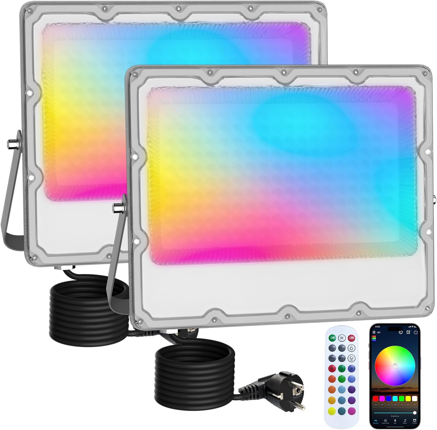 Detalle de MEEKBOS MKB-ZJRGB150 RGB-ledschijnwerpers, set van 2, 150 W, IP66