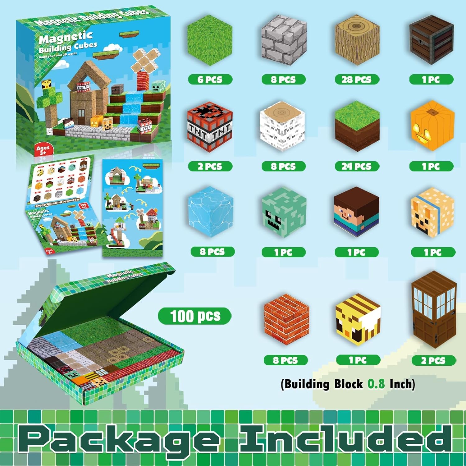 Detalle 2 de ToyUnited Magnetic Blocks 100PCS magnetic blocks set 🧩