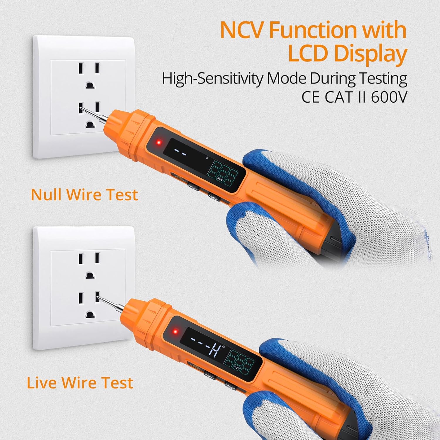 Detalle de Neoteck 2 in 1 Pen Type Digital Multimeter & Non-Contact Voltage Tester (Orange)