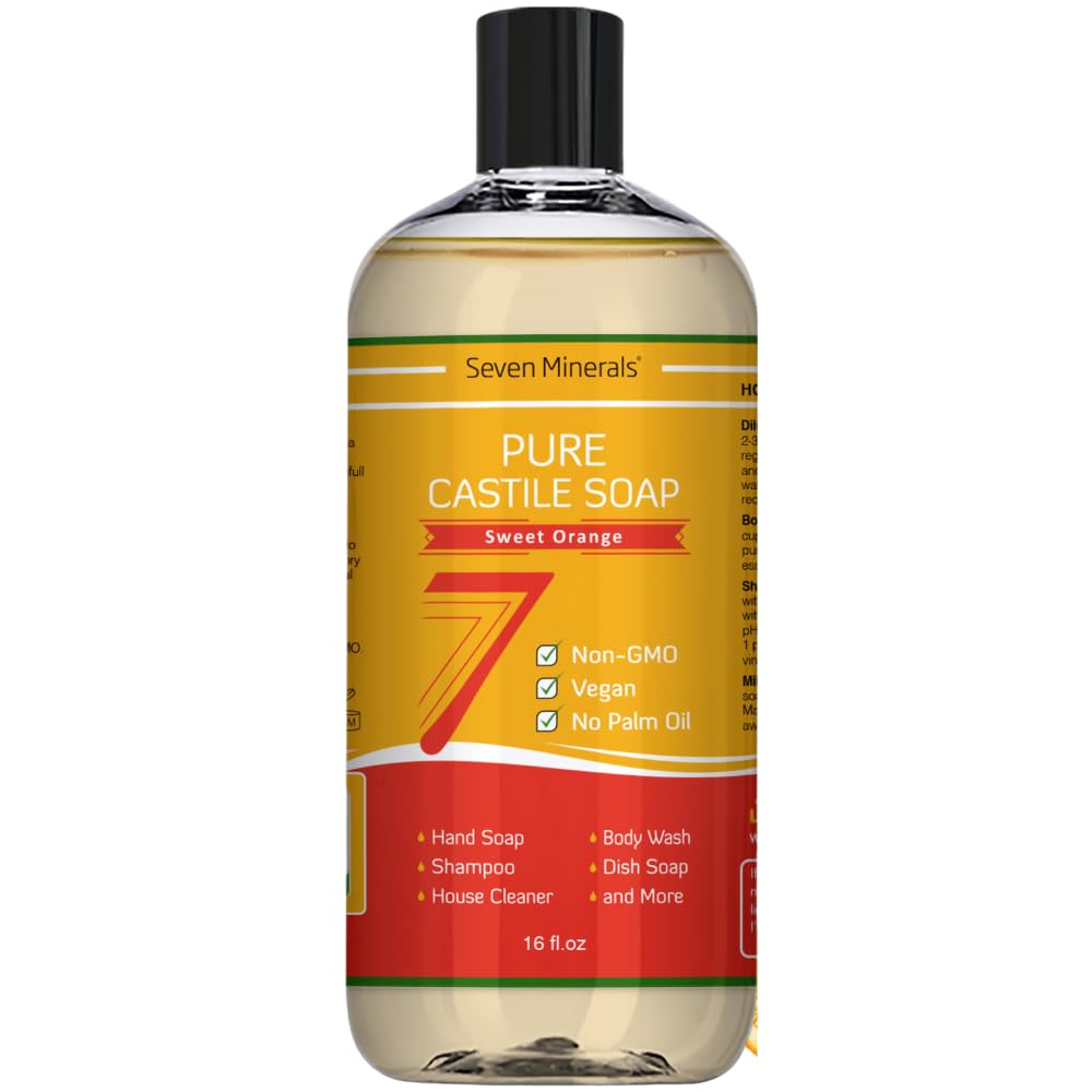 Detalle de Seven Minerals Pure Castile Soap, 16 oz, Vegan and Palm Oil-Free