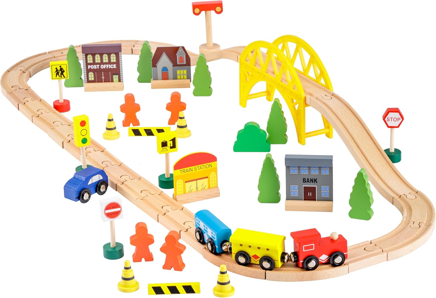 Baroni Toys trenino in legno 60 pezzi