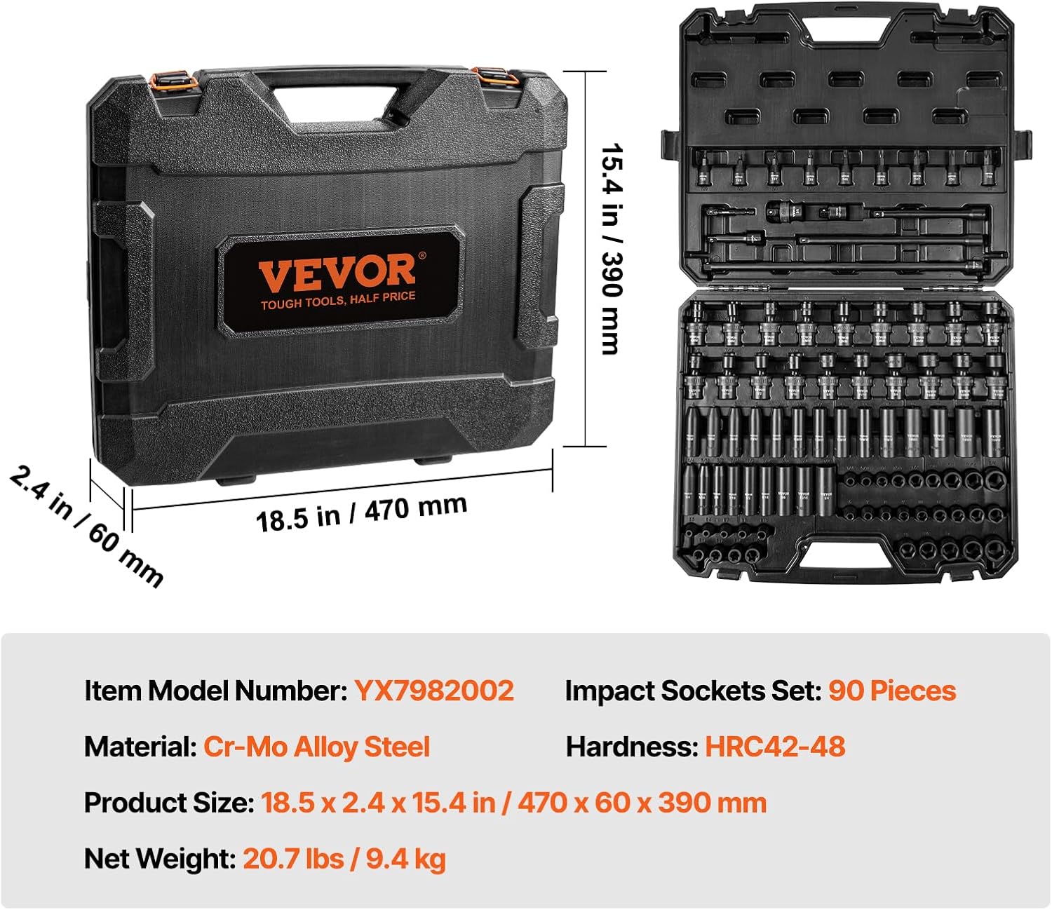 Thumbnail 6 de VEVOR Impact Socket Set, 3/8-Inch Drive