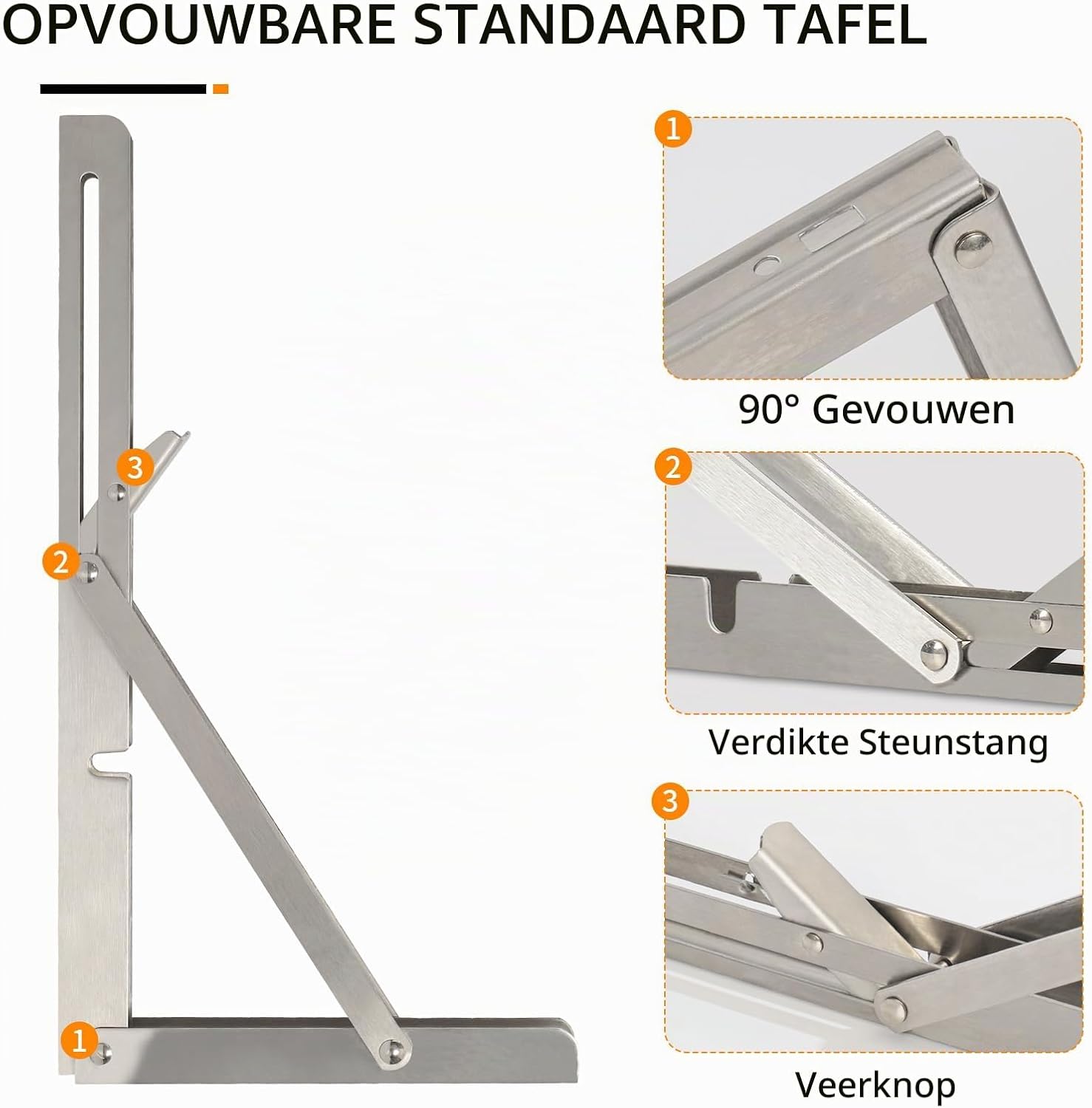 Detalle de DUNSOO Klappkonsole Schwerlast, inklapbare plankdragers van roestvrij staal, 300 mm