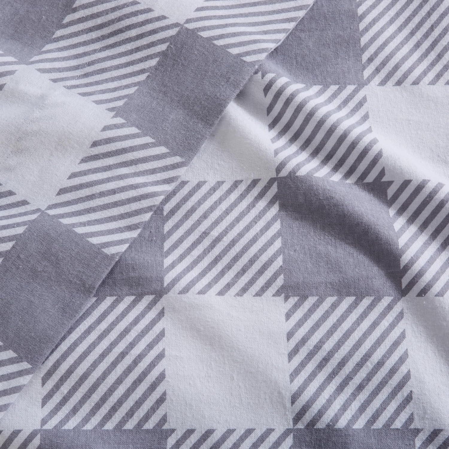 Thumbnail 5 de Market & Place Alpine Collection 100% Turkish Cotton Flannel Sheet Set (Full) — Buffalo Check Grey