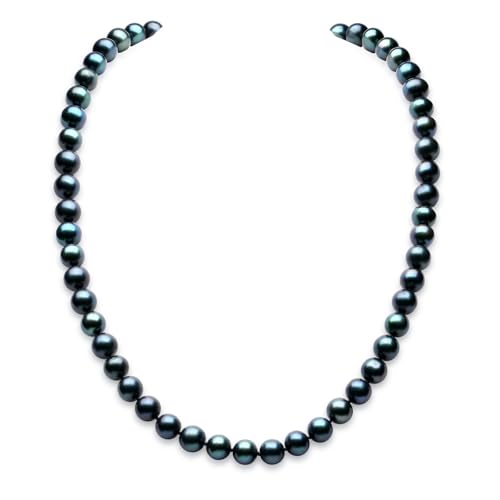 Detalle de YAMI Tahitian Black Pearl Necklace, 8.5-9mm Round Pearl Necklace for Women