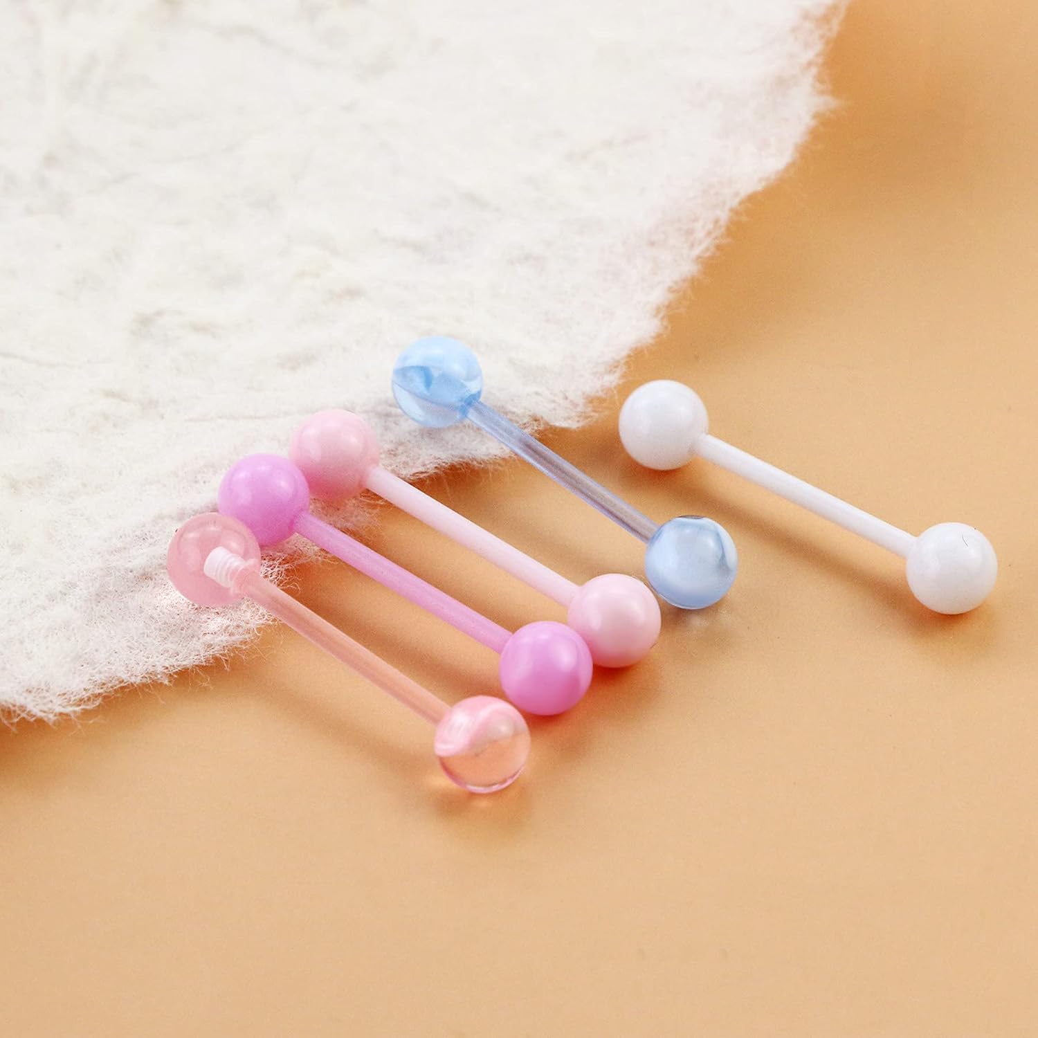 Detalle de OUFER 5PCS Tongue Barbells 14G Acrylique