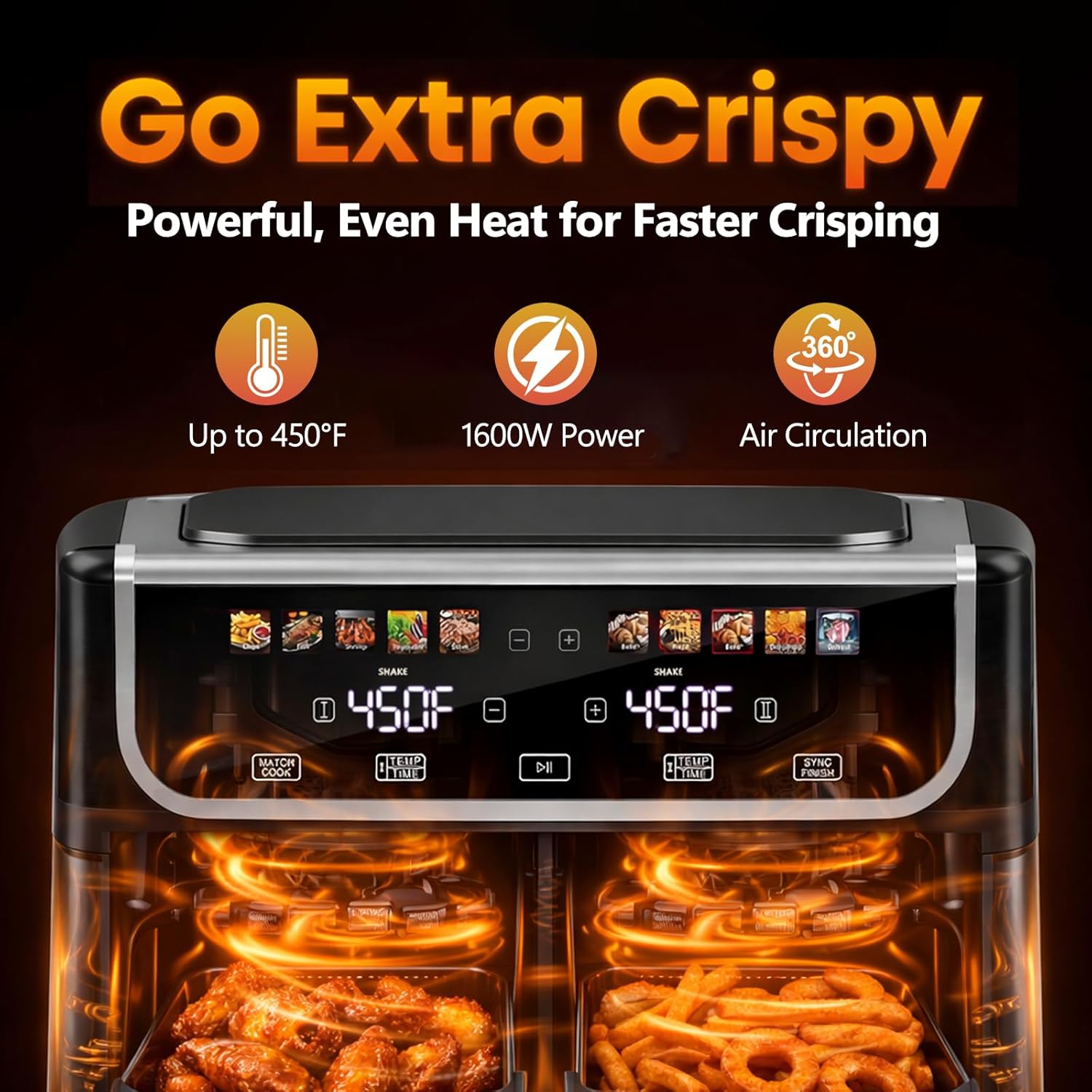 Thumbnail 1 de Simple Deluxe 9.5-Qt Dual Basket Air Fryer (10-in-1) with Sync Cook and Independent Temperature Control