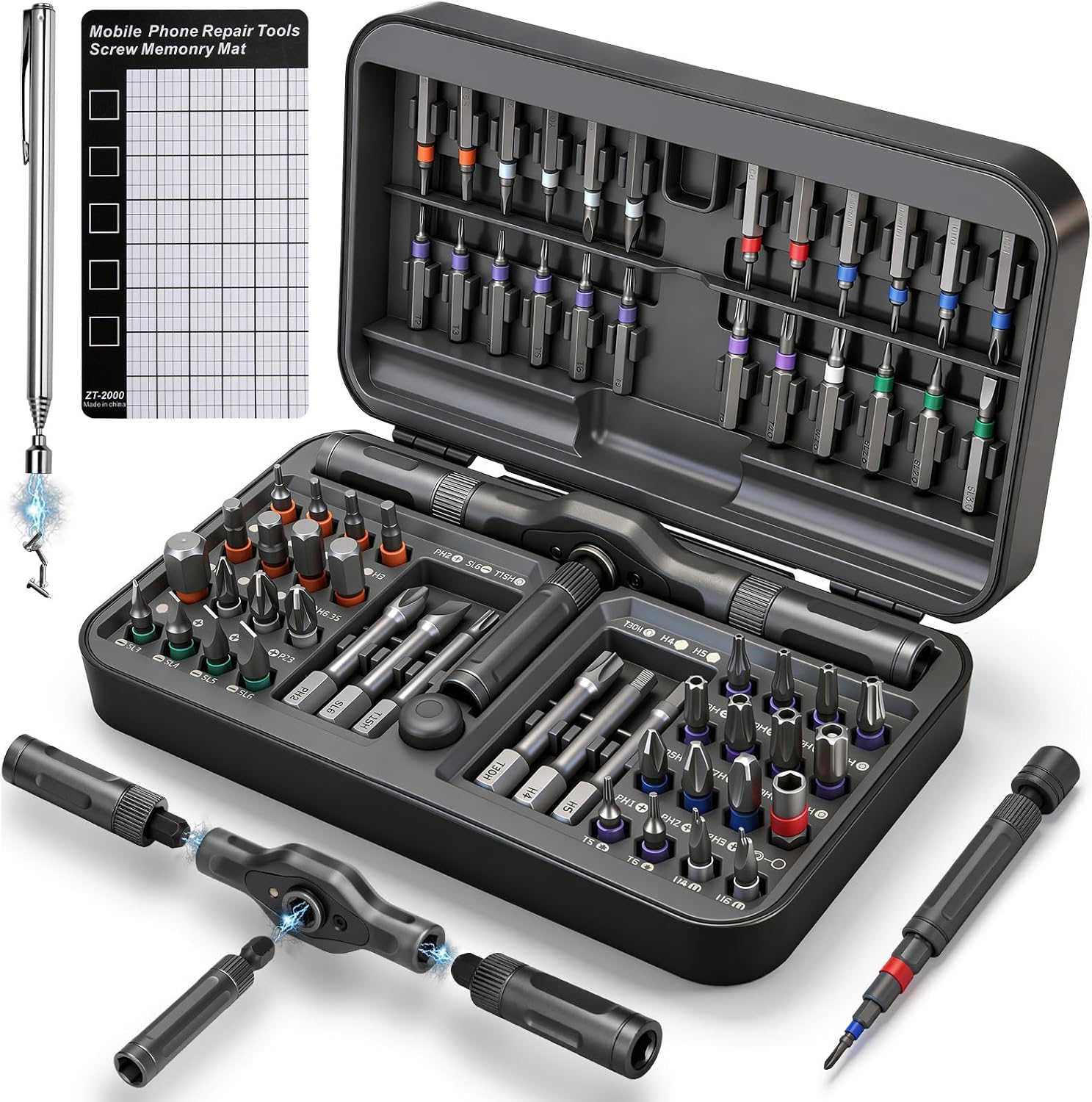 Detalle de KELIN KELIN-68 in 1 Magnetic Ratchet Screwdriver Set with S2 Steel Bits