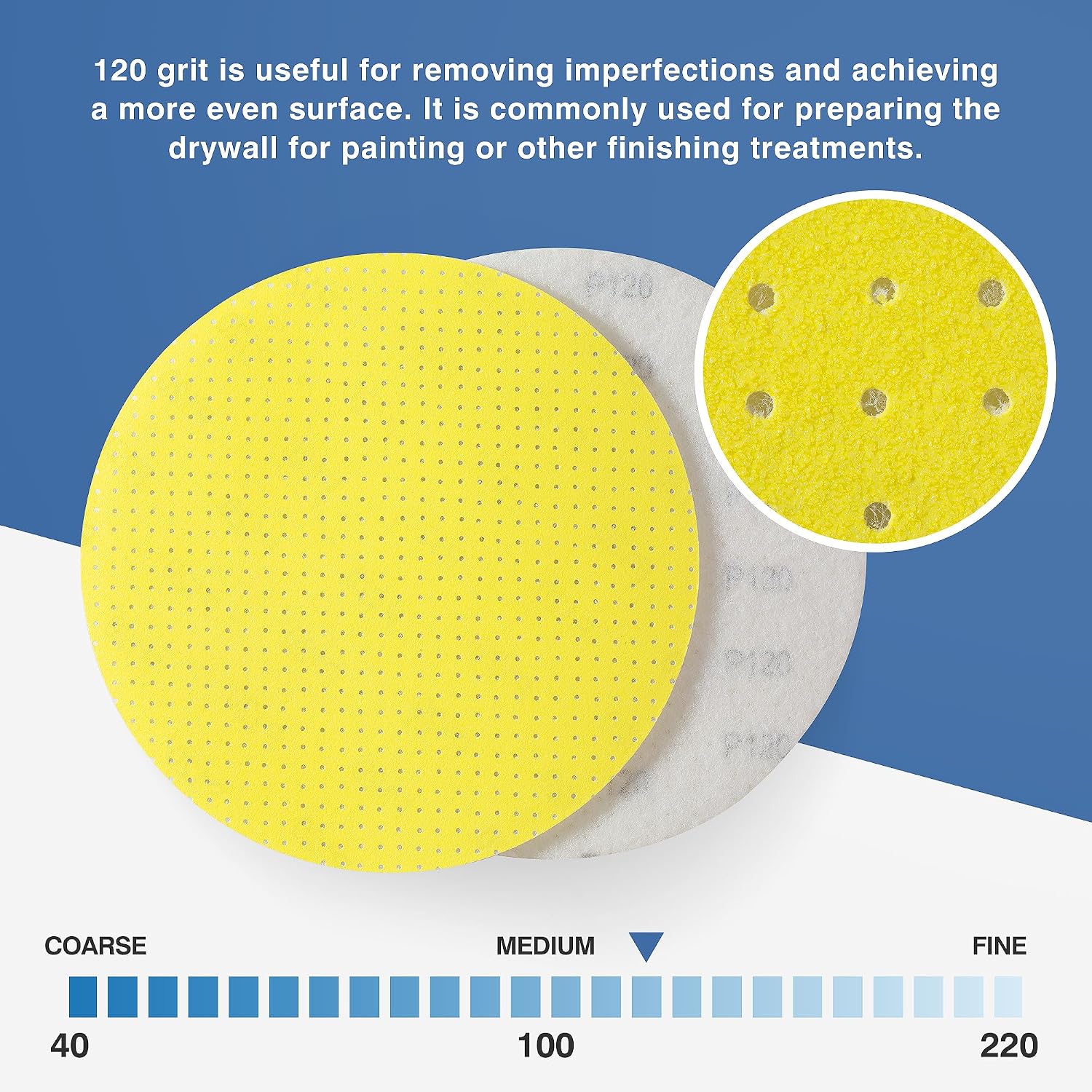 Detalle de Selead Schleifpapier 225 mm Klett-Dauer-Schleifpads (Korn 120) – 25 Schleifscheiben perforiert