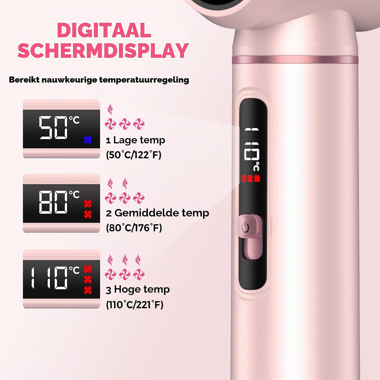 Detalle 1 de Atopskins Styler 5-in-1 heteluchtstyler met lcd-display, 3 warmtestanden en 1000 W