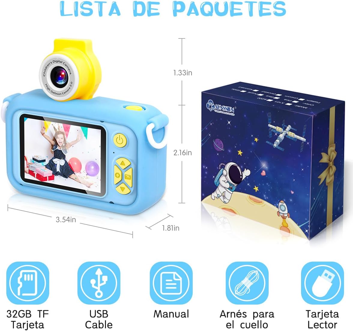 Thumbnail 6 de ARNSSIEN Cámara Infantil con Lente 180° y Pantalla IPS 📸