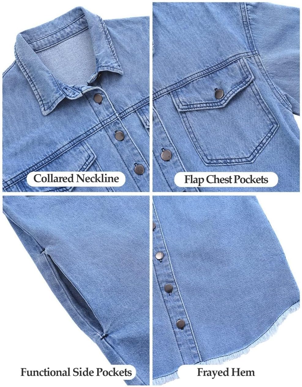 Thumbnail 5 de Vetinee Oversized Denim Shacket Long Sleeve