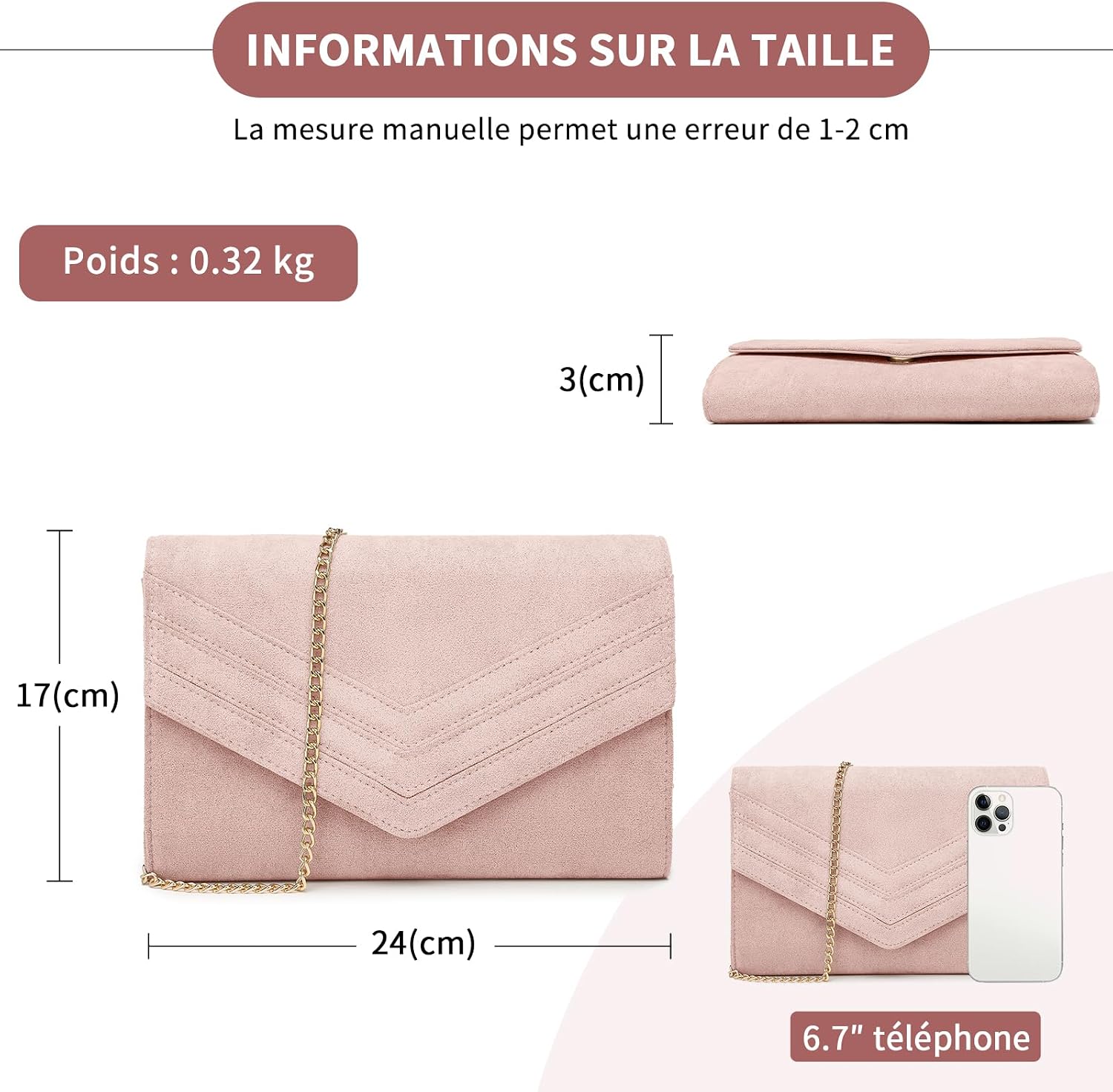 Thumbnail 3 de Miss Lulu Femme Pochette et Clutches – Sac à Main avec Bandoulière de Chaîne pour Cérémonie et Mariage