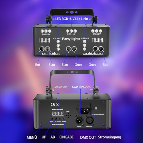 Detalle de Littleboyny Discolicht Partylicht LT B337021 – LED RGB Projektor, musikgesteuert, DJ-DMX-Effektstrahler