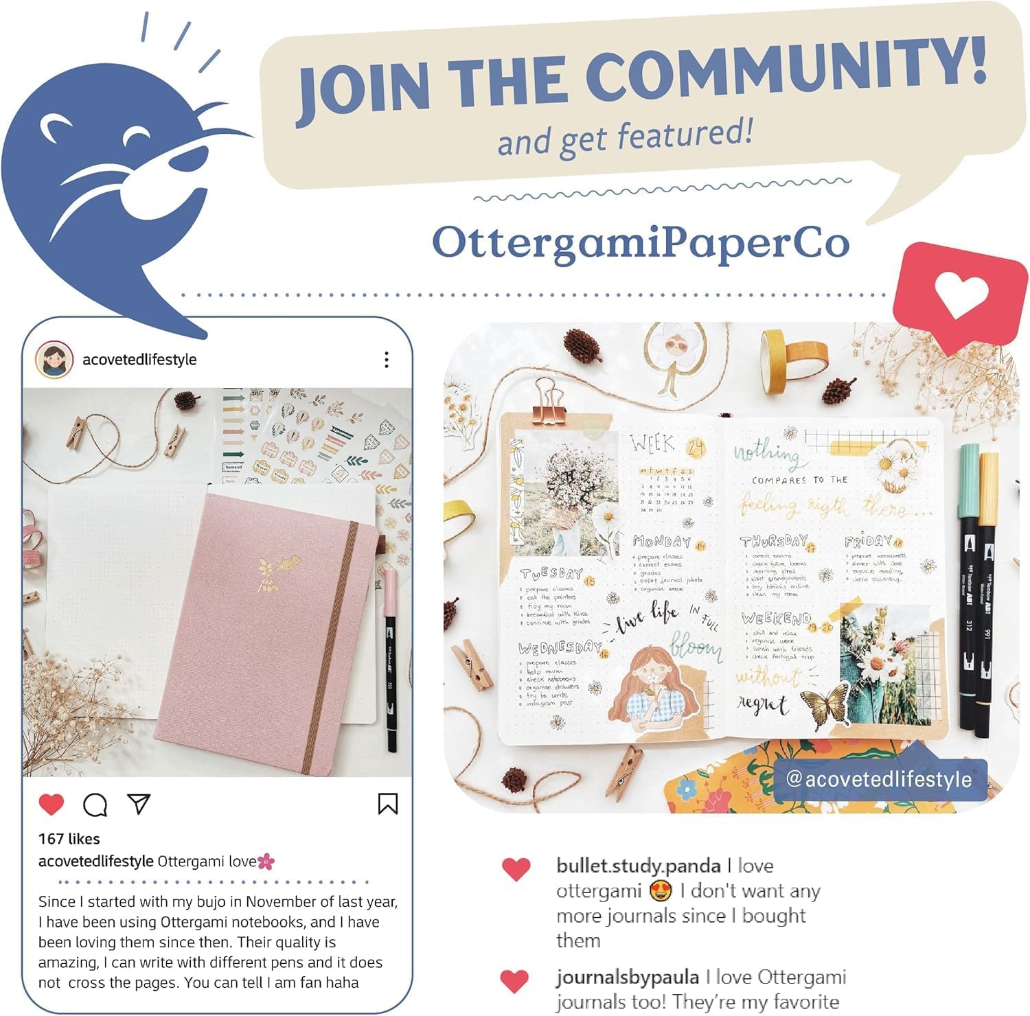 Detalle de Ottergami Bullet Dotted Journal A5 – gepunktetes Hardcover-Notizbuch mit 150g/m² Papier