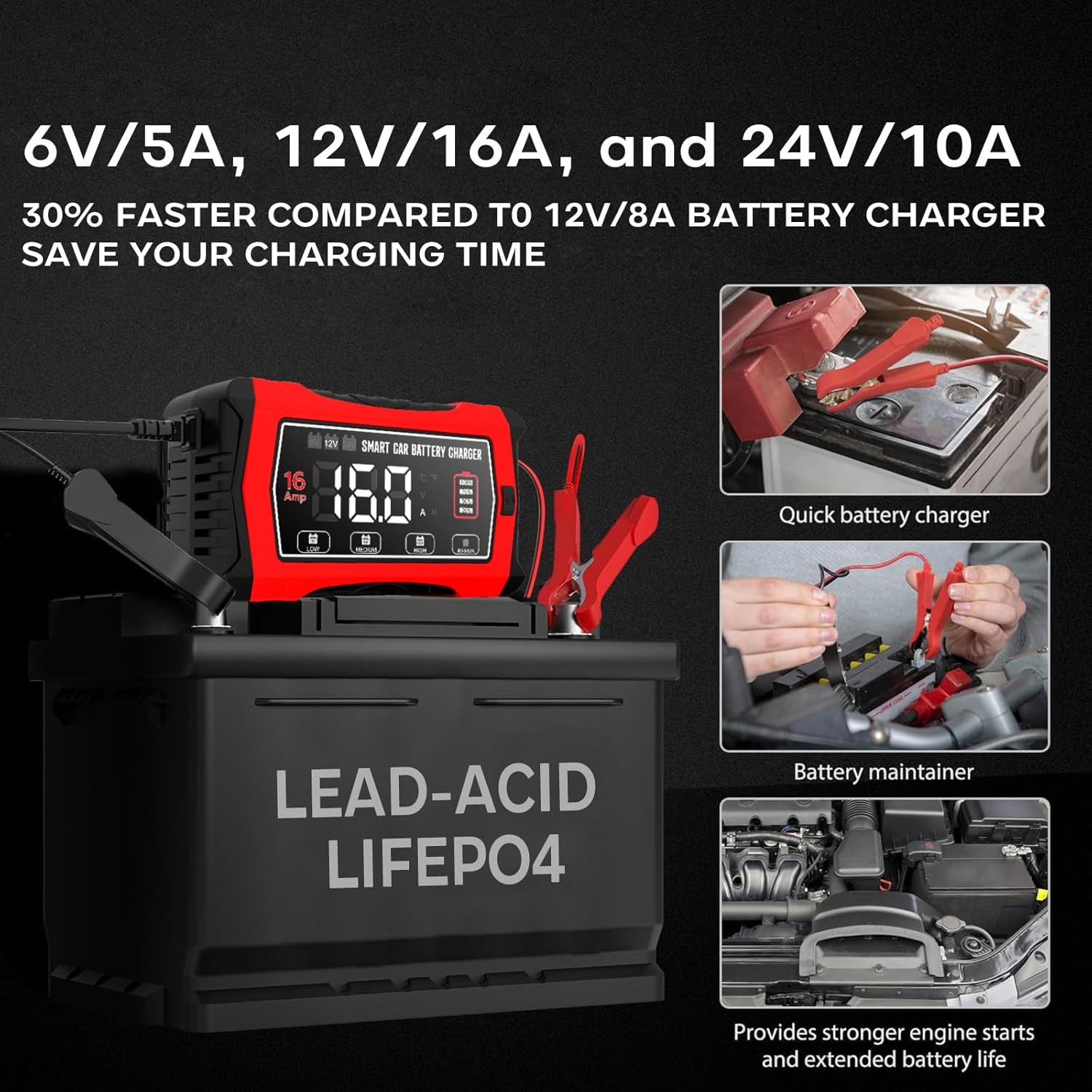 Detalle de 16A 6V 12V 24V battery charger