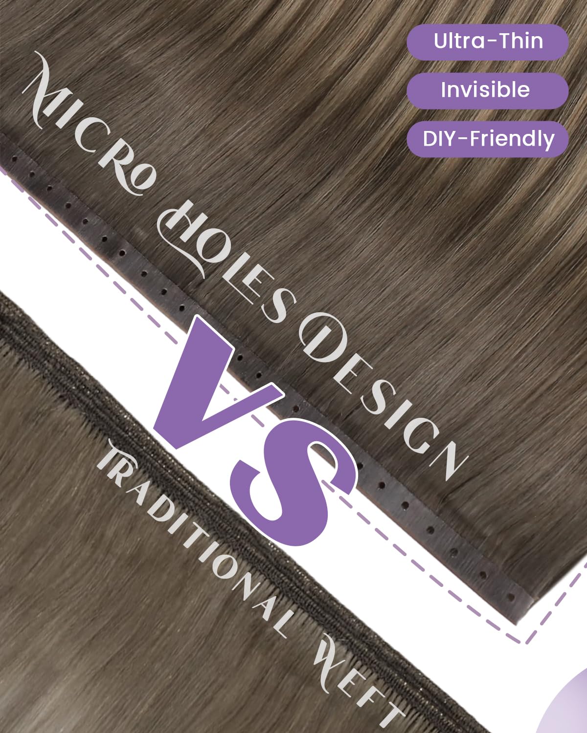 Thumbnail 1 de LaaVoo Butterfly Extensions Echthaar Tressen Balayage – 55 cm, Ombre Blond