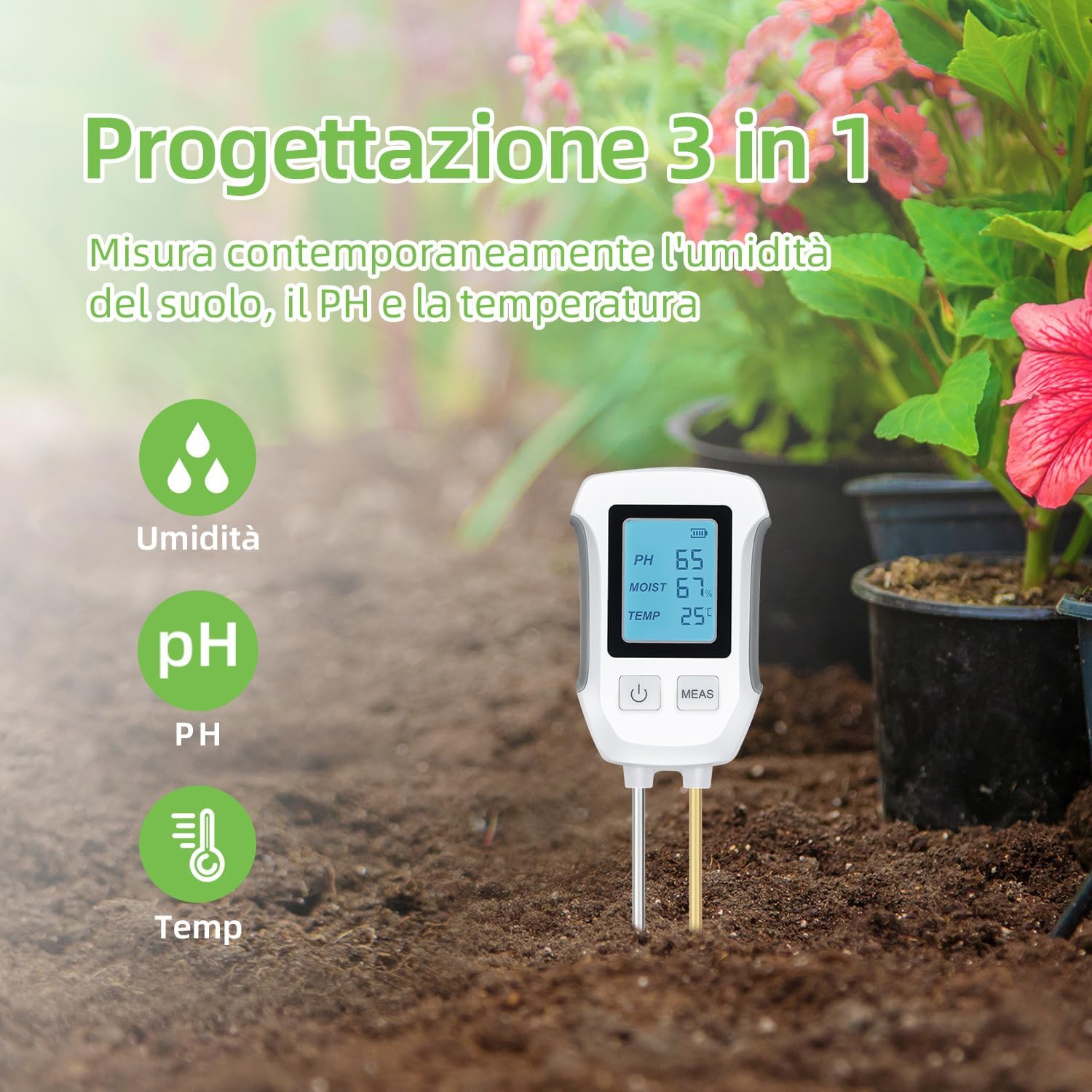 Thumbnail 1 de Tolesum 3 in 1 Misuratore del Suolo 3-5" 📏🌱