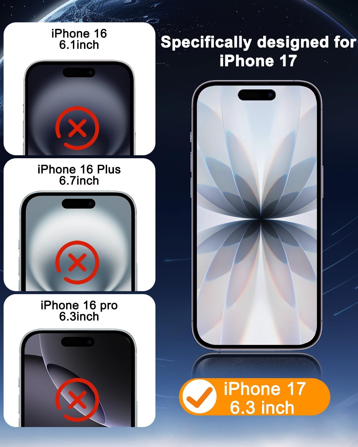 Detalle 2 de SIBEITU iPhone 17 6.3-Inch Screen Protector Set, 3+3 Tempered Glass