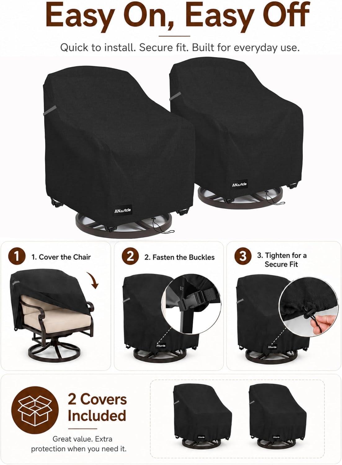 Detalle de ANartcle 2Pack-28"D x 33"W x 38.5"H Swivel Rocker Chair Covers
