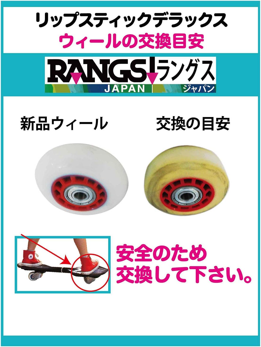 Detalle 2 de ラングスジャパン(RANGS) リップスティックデラックスミニ純正交換用ウィール 68mm・ABEC-7