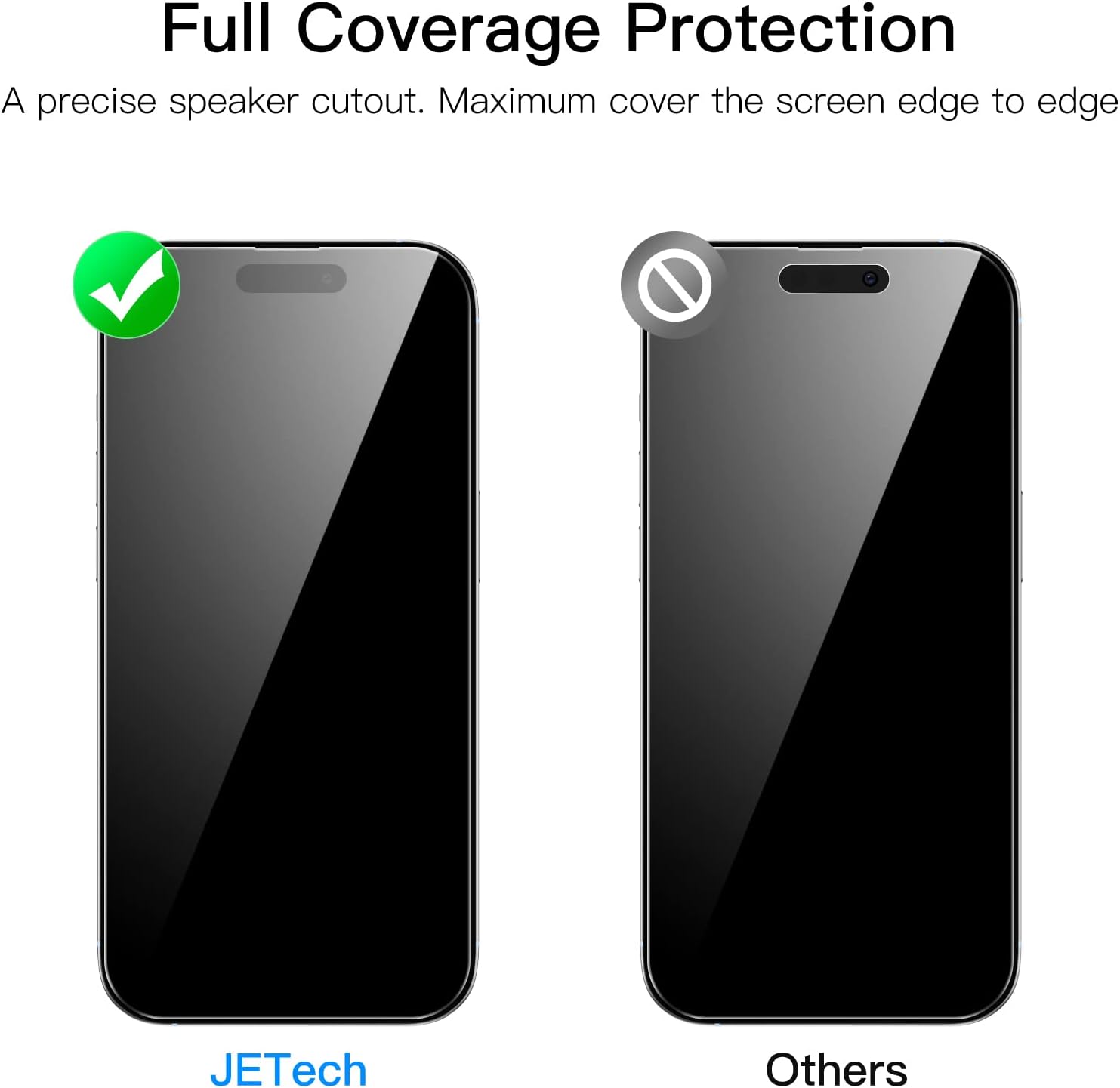 Thumbnail 1 de JETech Full Coverage Tempered Glass Screen Protector for iPhone 14 Pro (6.1-inch) – 9H, Case-Friendly, 3-Pack