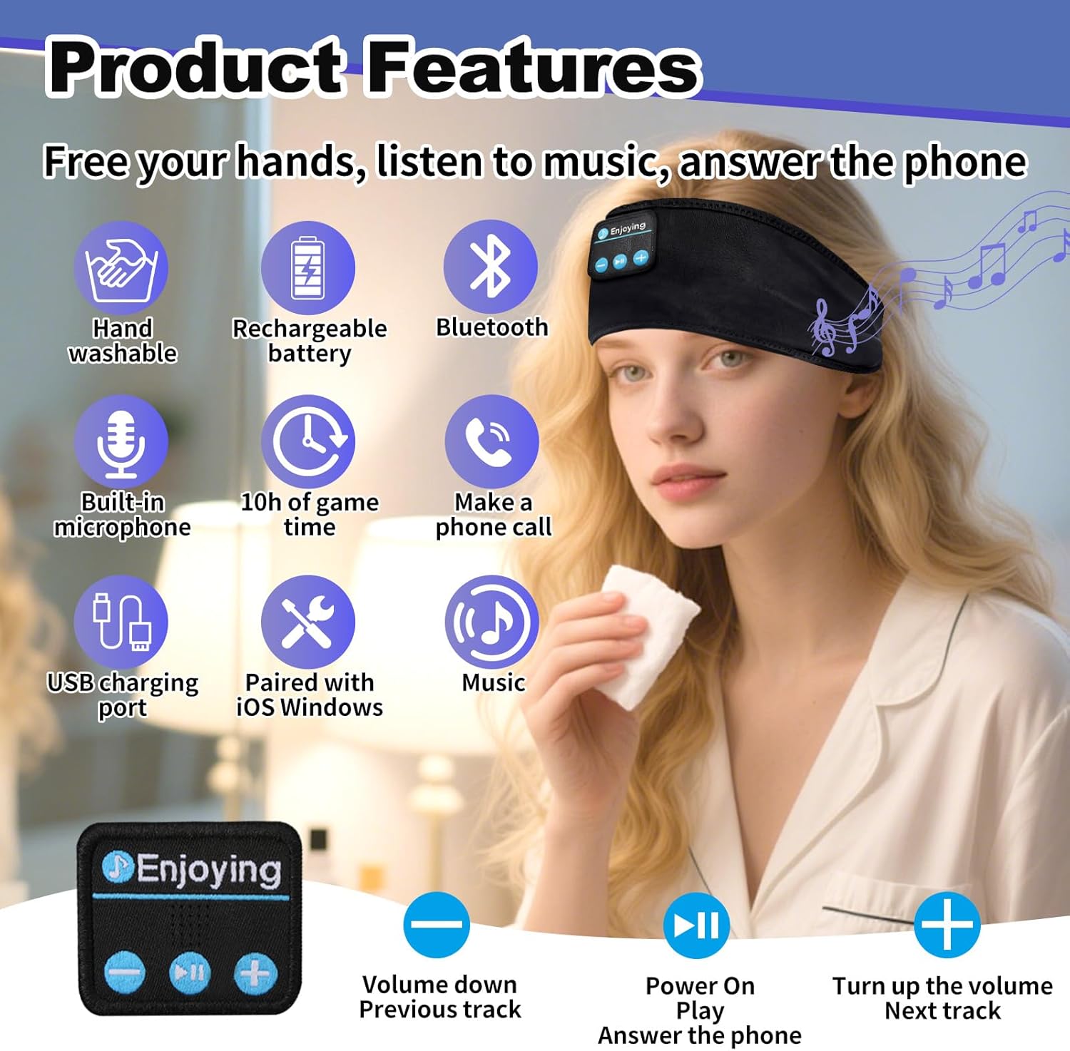 Thumbnail 4 de Wowsofty Sleep Headphones Headband Bluetooth 5.4: Wireless Comfort for Sleep, Sport and Travel