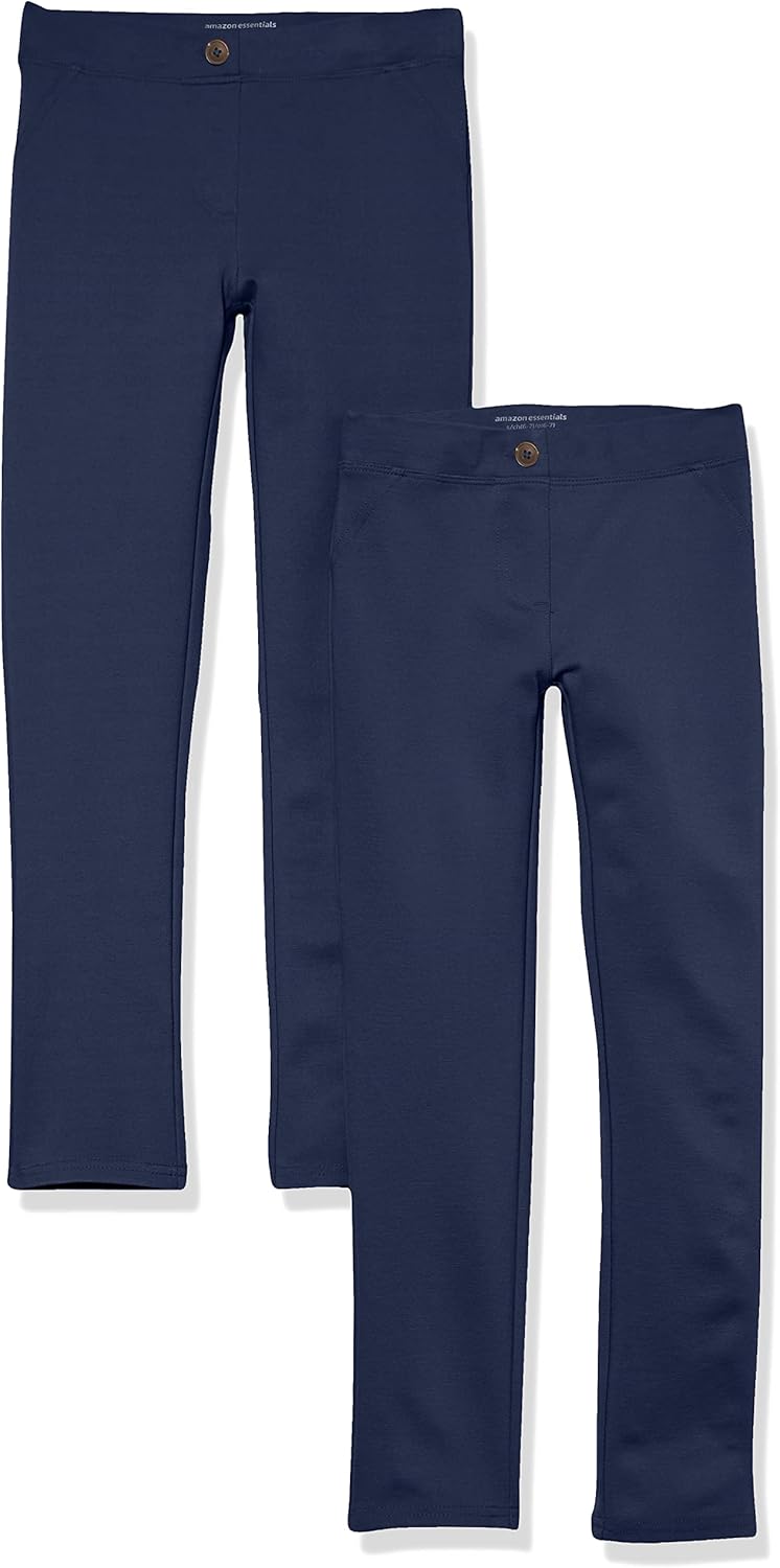 Detalle de Amazon Essentials Girls and Toddlers' Uniform Slim-fit Ponte Knit Trousers (Pack of 2)