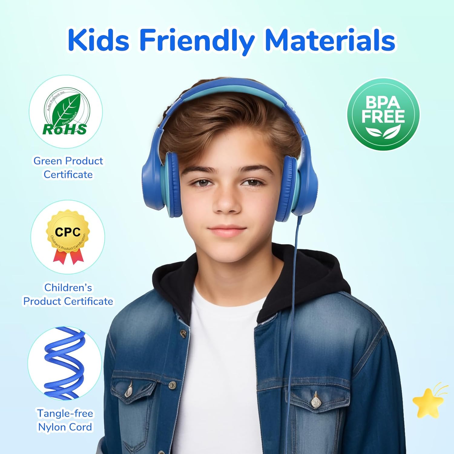 Thumbnail 3 de EarFun Kinderkopfhörer „Kinder“ mit USB‑C-Kabel und 85-dB-Lautstärkebegrenzer (blau)