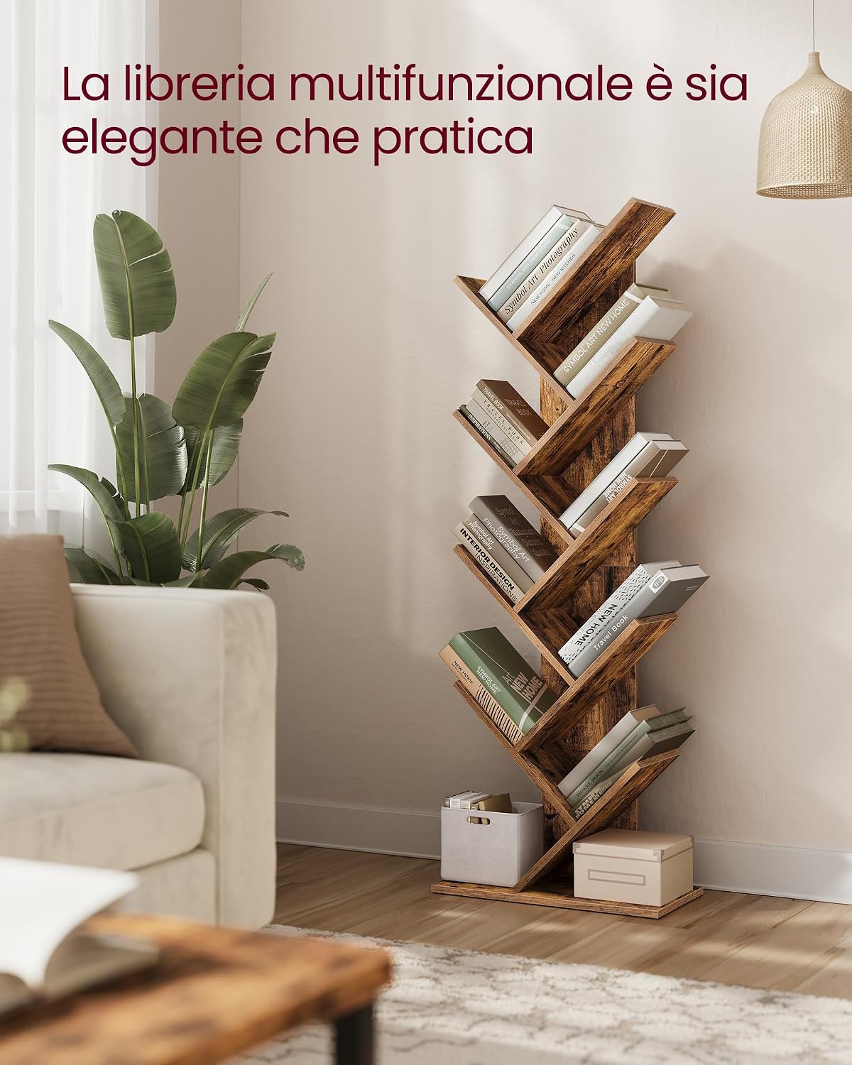 Thumbnail 3 de VASAGLE Libreria scaffale ad albero a 9 ripiani LBC11BX, verticale salvaspazio marrone vintage