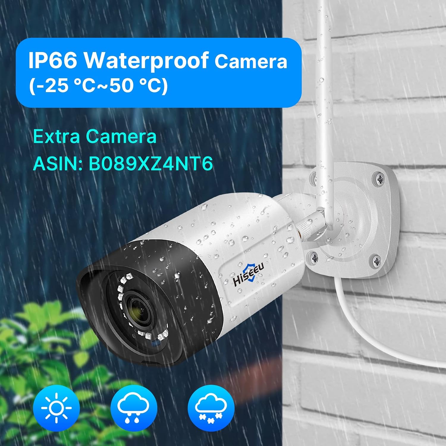 Thumbnail 2 de Hiseeu kit videosorveglianza WiFi esterno 5MP + NVR 10CH con monitor 12” e HDD 3TB