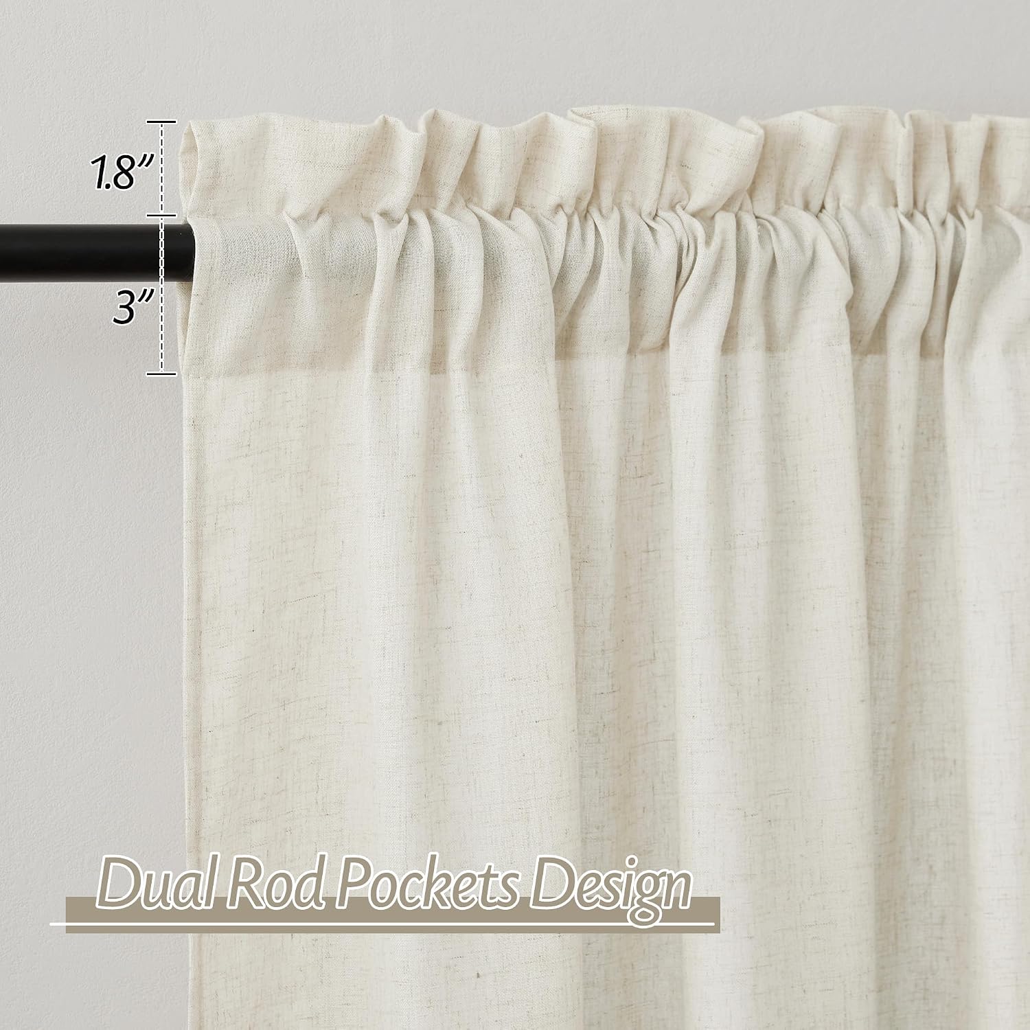 Detalle de RYB HOME Curtains, 45-Inch