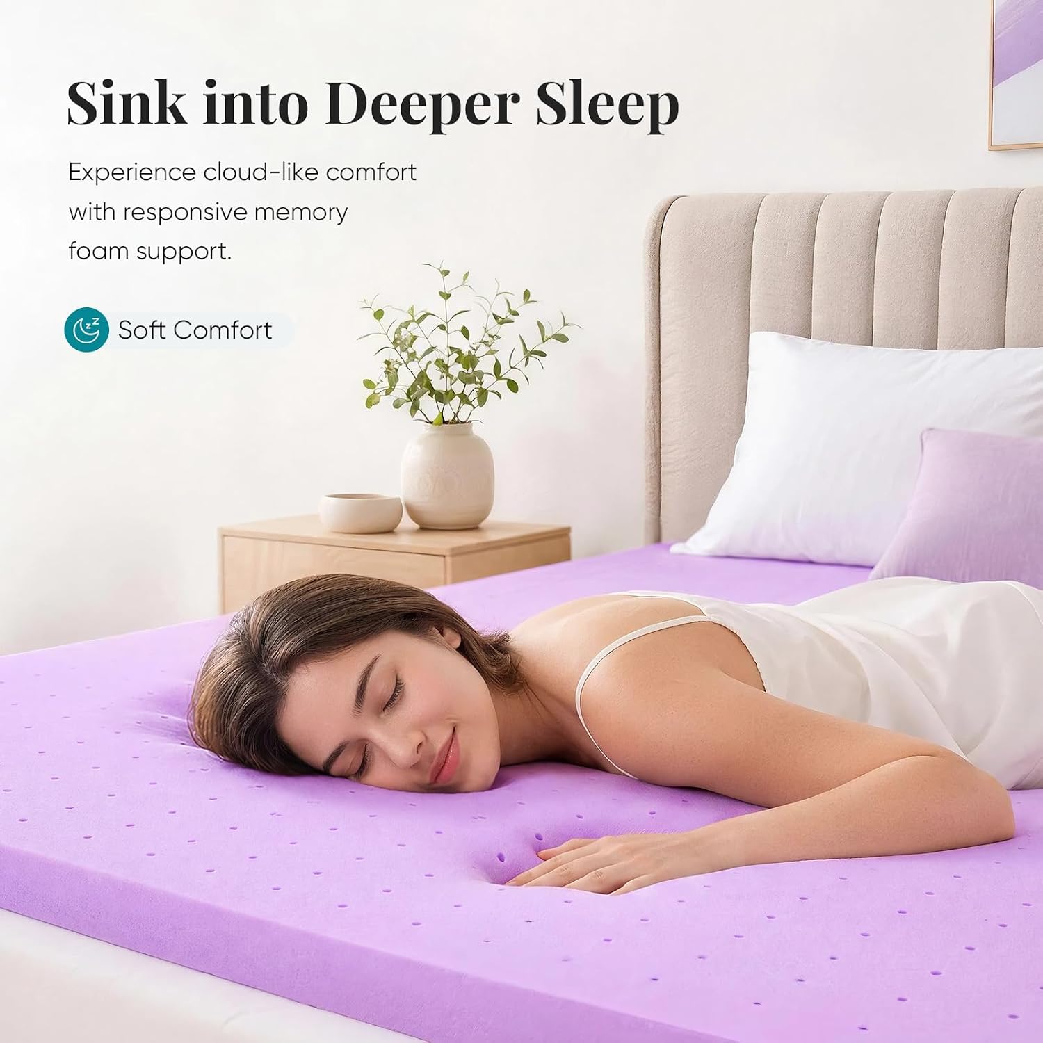 Detalle 2 de NEWBULIG Memory Foam Mattress Topper, 2-Inch