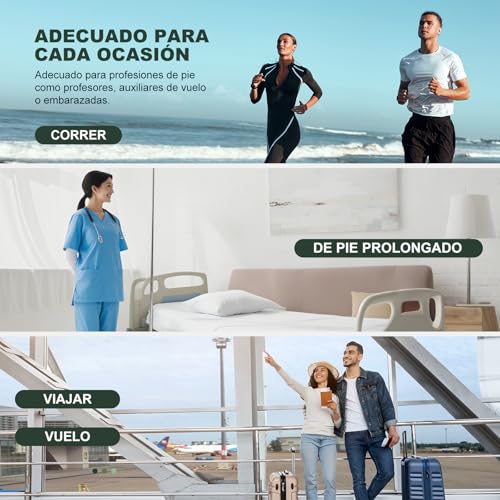 Detalle de Effeet medias de compresión 20-30 mmHg acolchadas, 2 pares para mujer y hombre