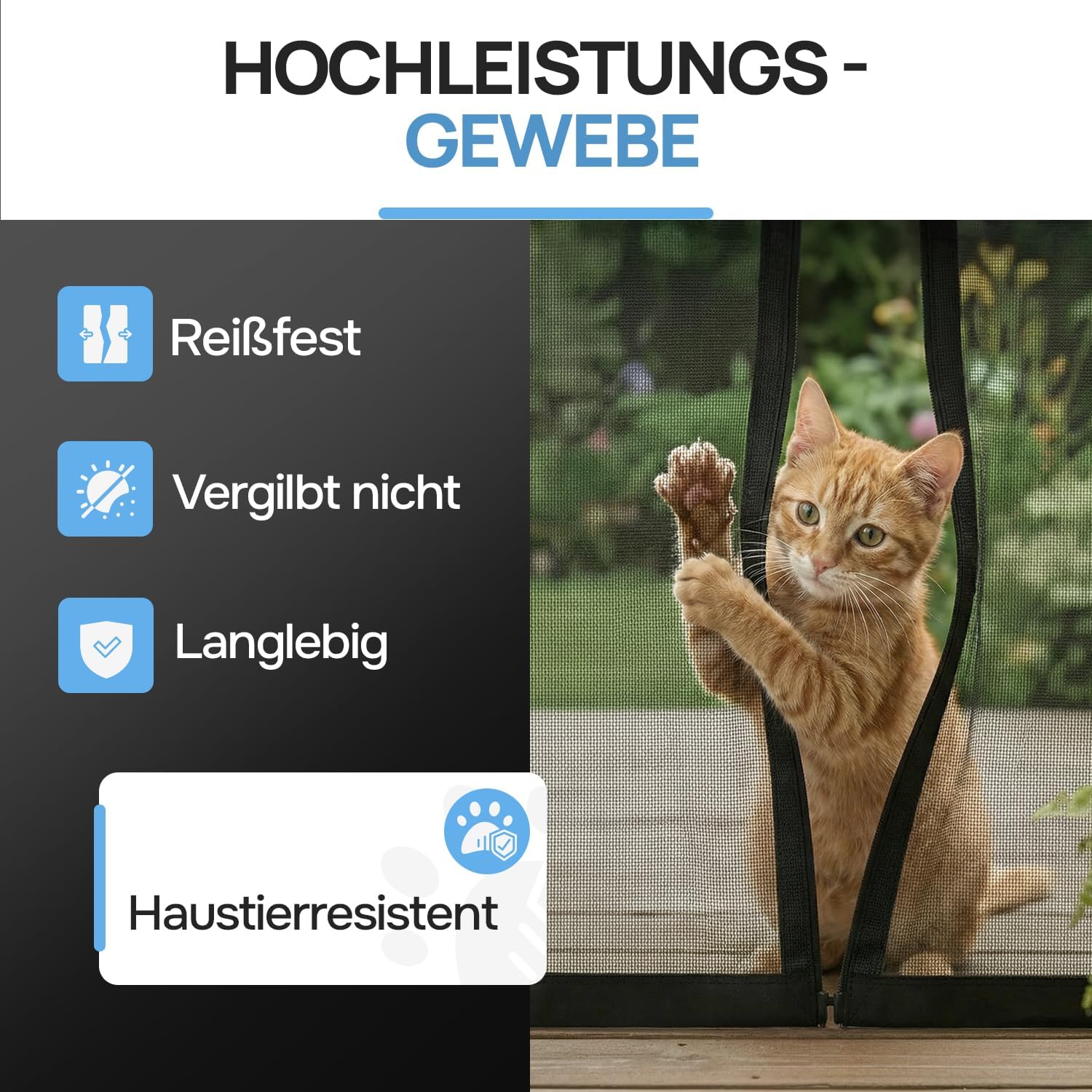 Detalle de Door easy DOOR EASY Fliegengitter Balkontür 92 x 212 cm Magnet – Premium Hochleistungs-Gewebe