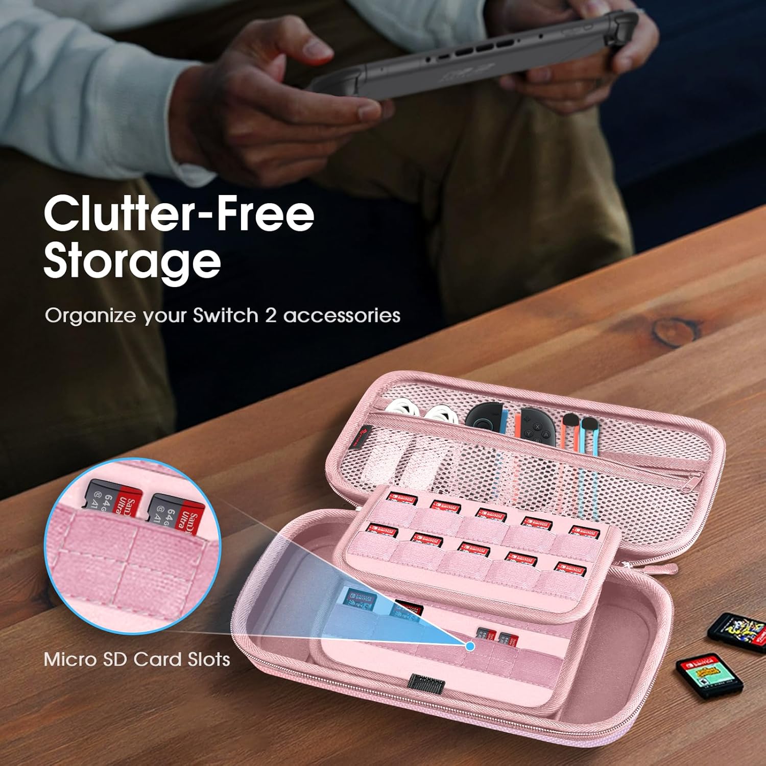 Detalle de FINTIE Carrying Case for Nintendo Switch 2 (2025) – Shockproof Hard Shell with Game Card Slots
