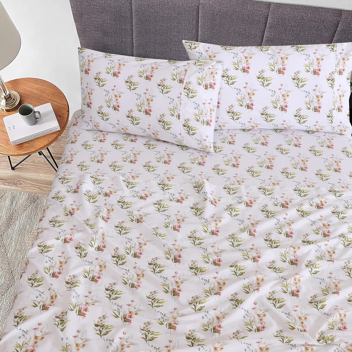 Thumbnail 1 de RUVANTI 100% Cotton Sheets – Queen Percale Bedding with Floral Bliss Design