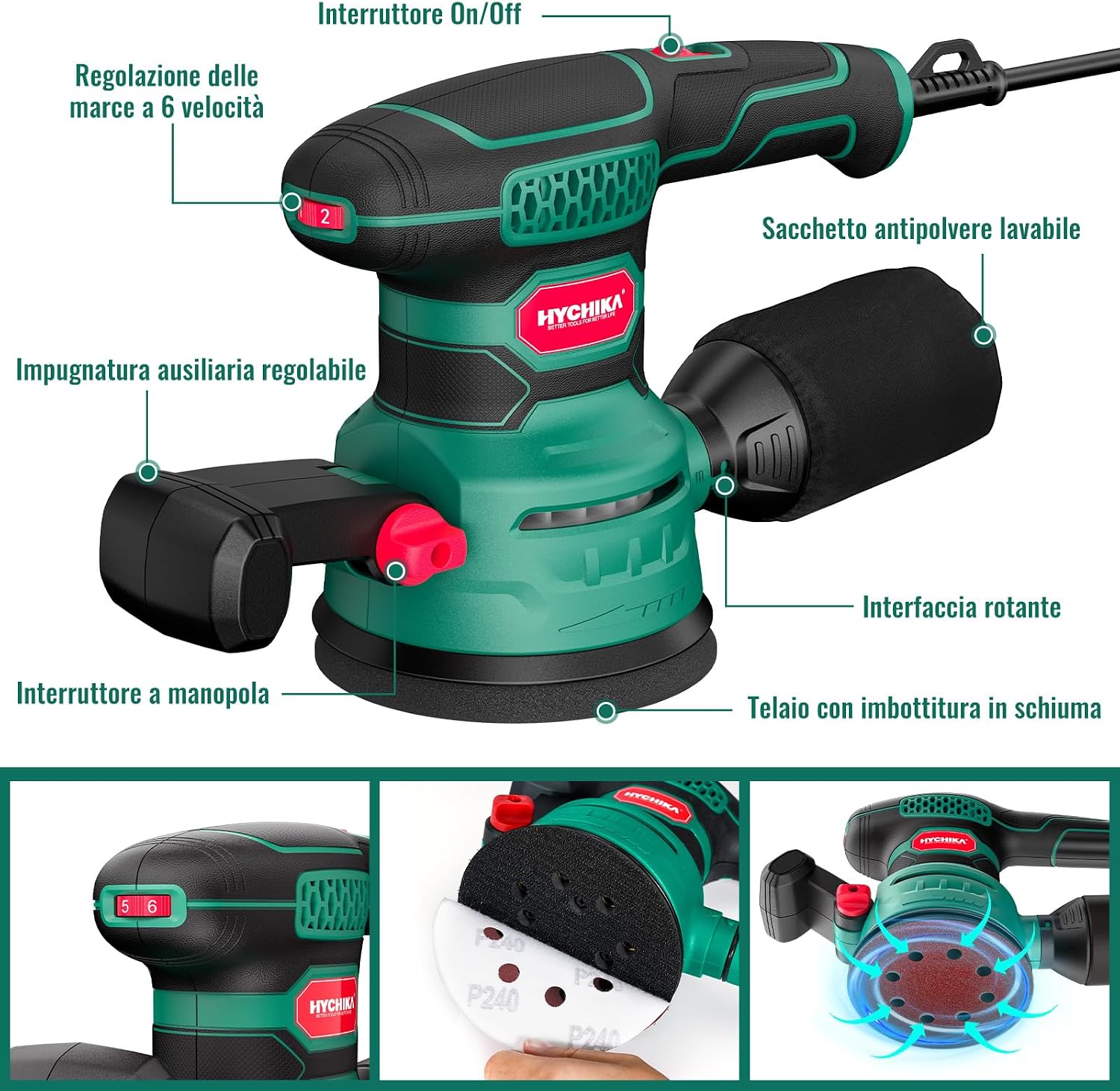 Thumbnail 2 de HYCHIKA 450W Levigatrice Orbitale 125mm