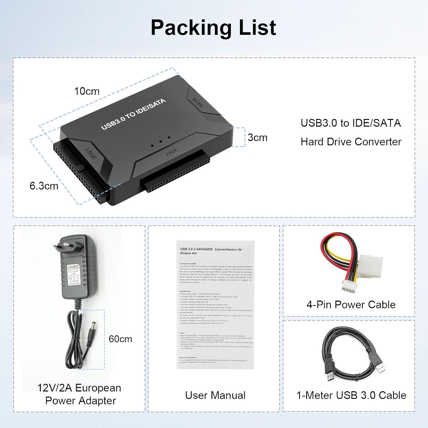 Thumbnail 6 de Gbformat Adapteur Disque Dur USB 3.0 — SATA/IDE pour 2,5" et 3,5" HDD/SSD